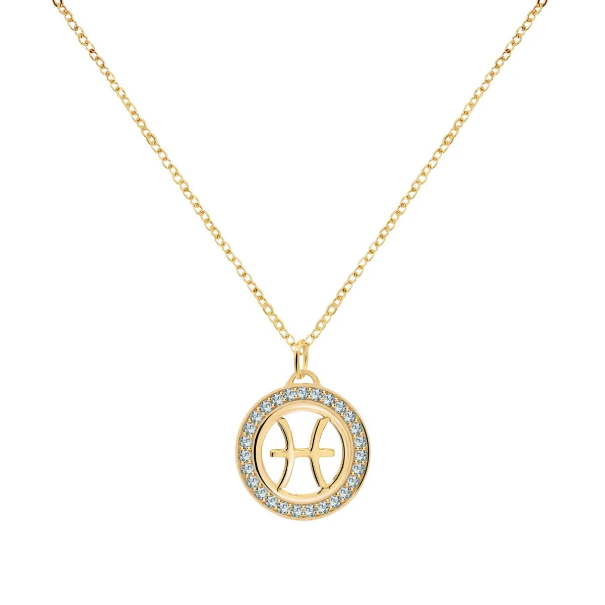 Pisces & Birthstone Pendant in 14k Gold - Image 4