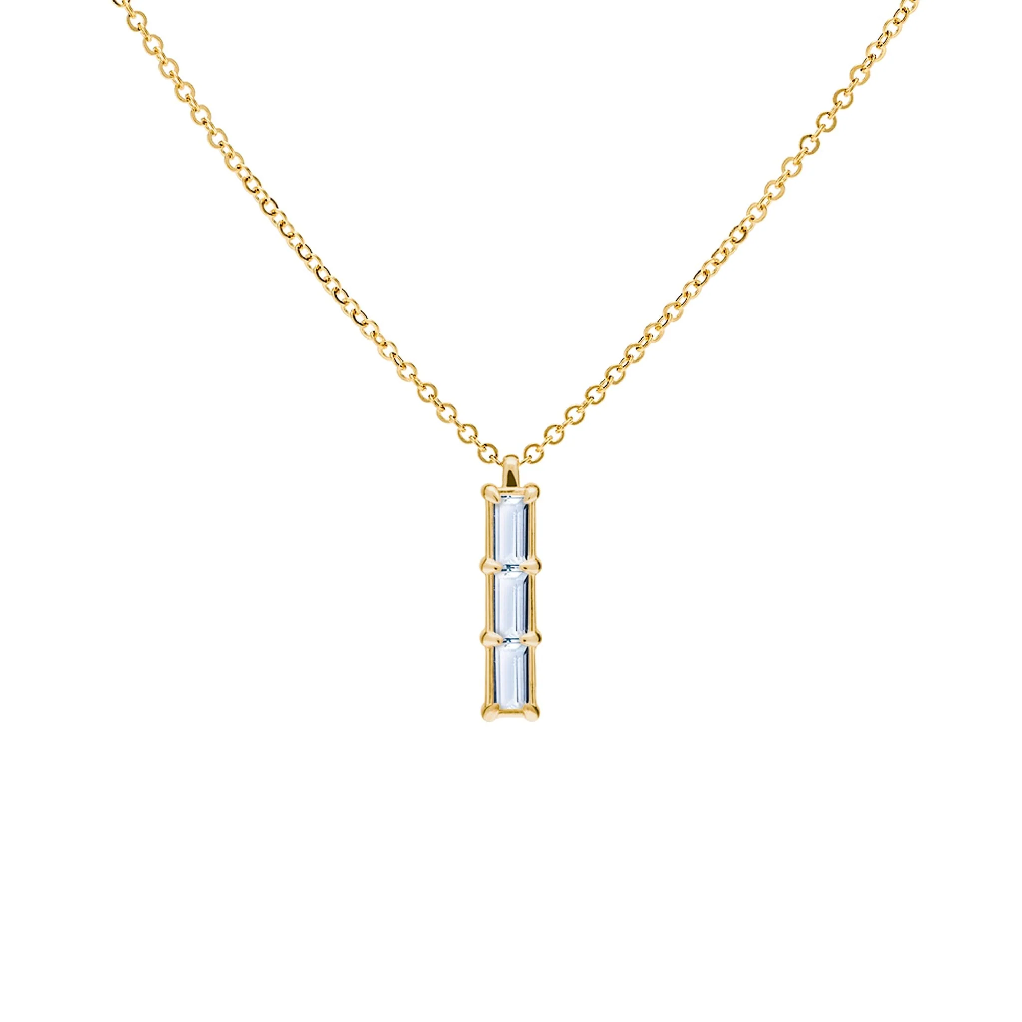 Providence 3 Aquamarine Pendant in 14k Gold (March)
