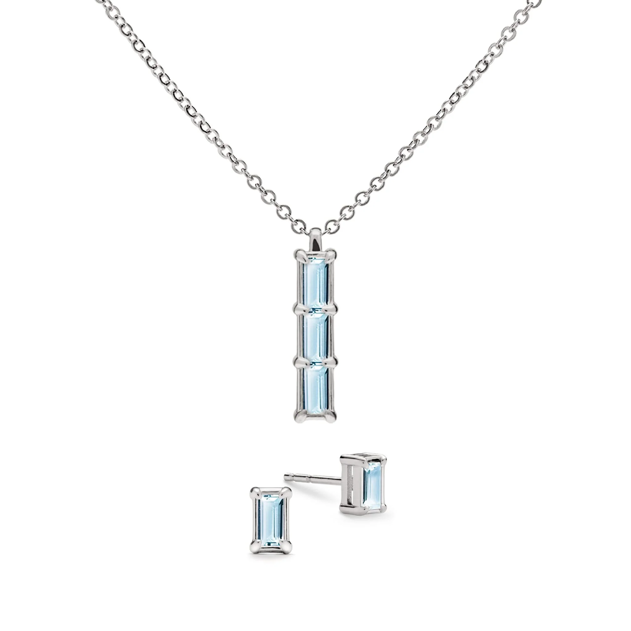 Providence 3 Nantucket Blue Topaz Pendant and Stud Earrings Set in 14k Gold (December) - Image 8