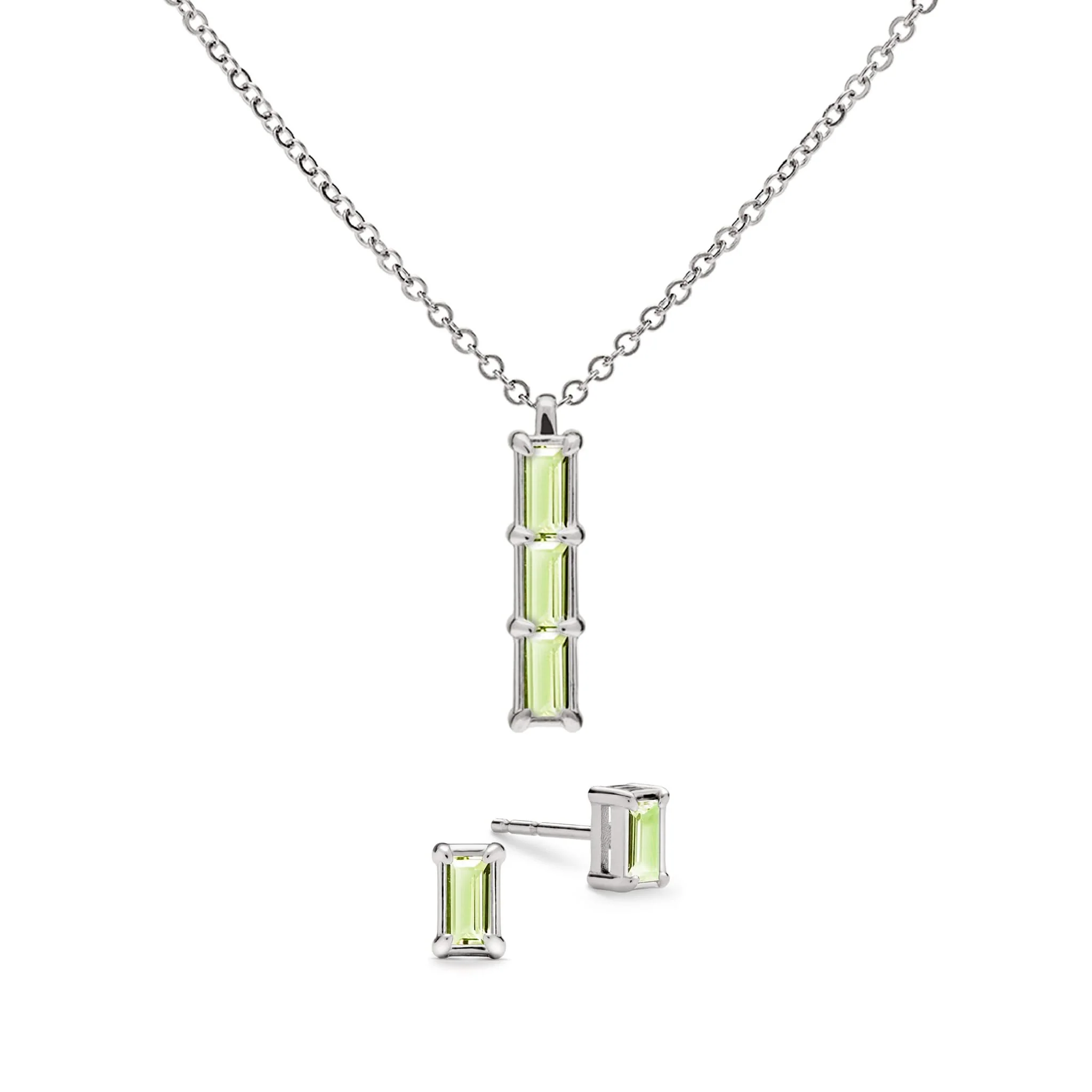 Providence 3 Peridot Pendant and Stud Earrings Set in 14k Gold (August) - Image 8