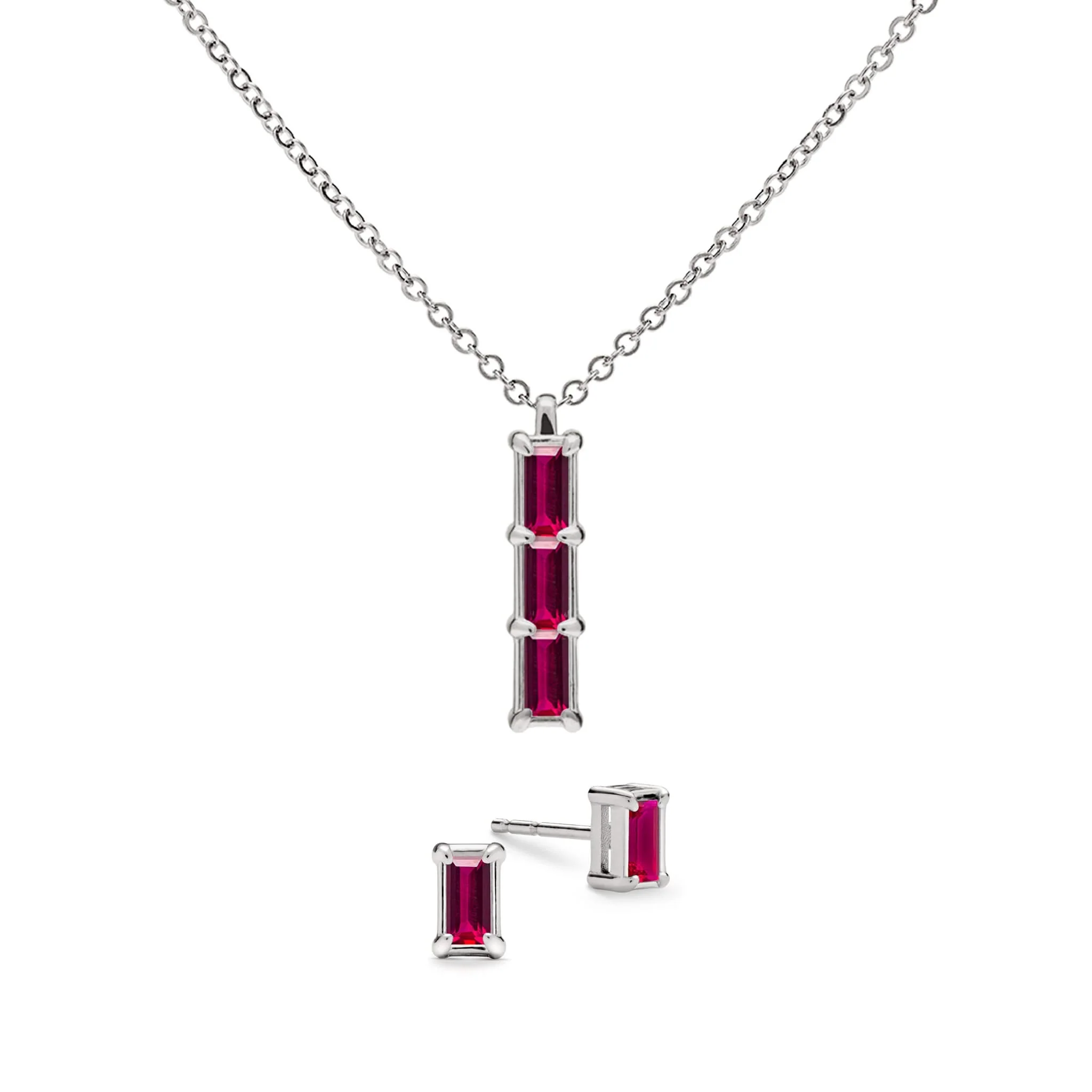 Providence 3 Ruby Pendant and Stud Earrings Set in 14k Gold (July) - Image 8