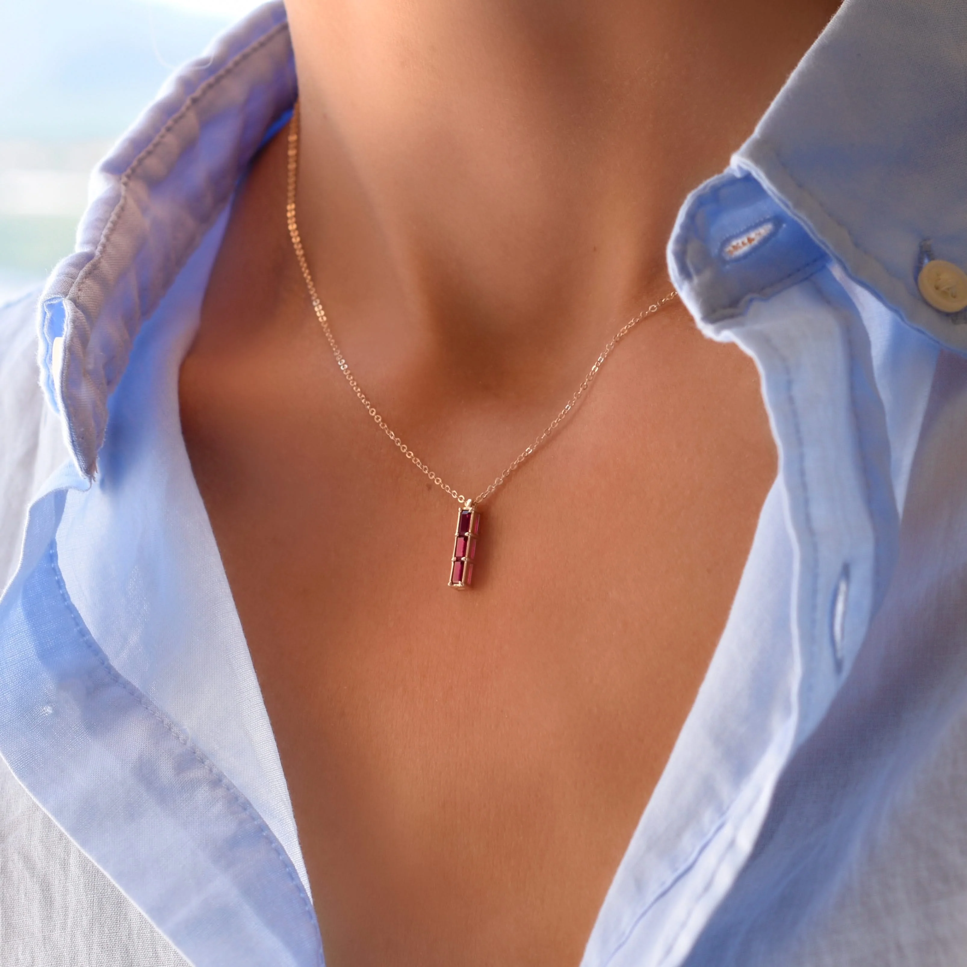 Providence 3 Ruby Pendant in 14k Gold (July) - Image 9