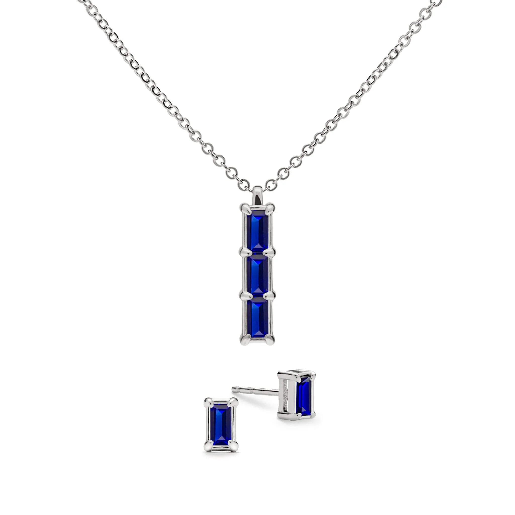 Providence 3 Sapphire Pendant and Stud Earrings Set in 14k Gold (September) - Image 8