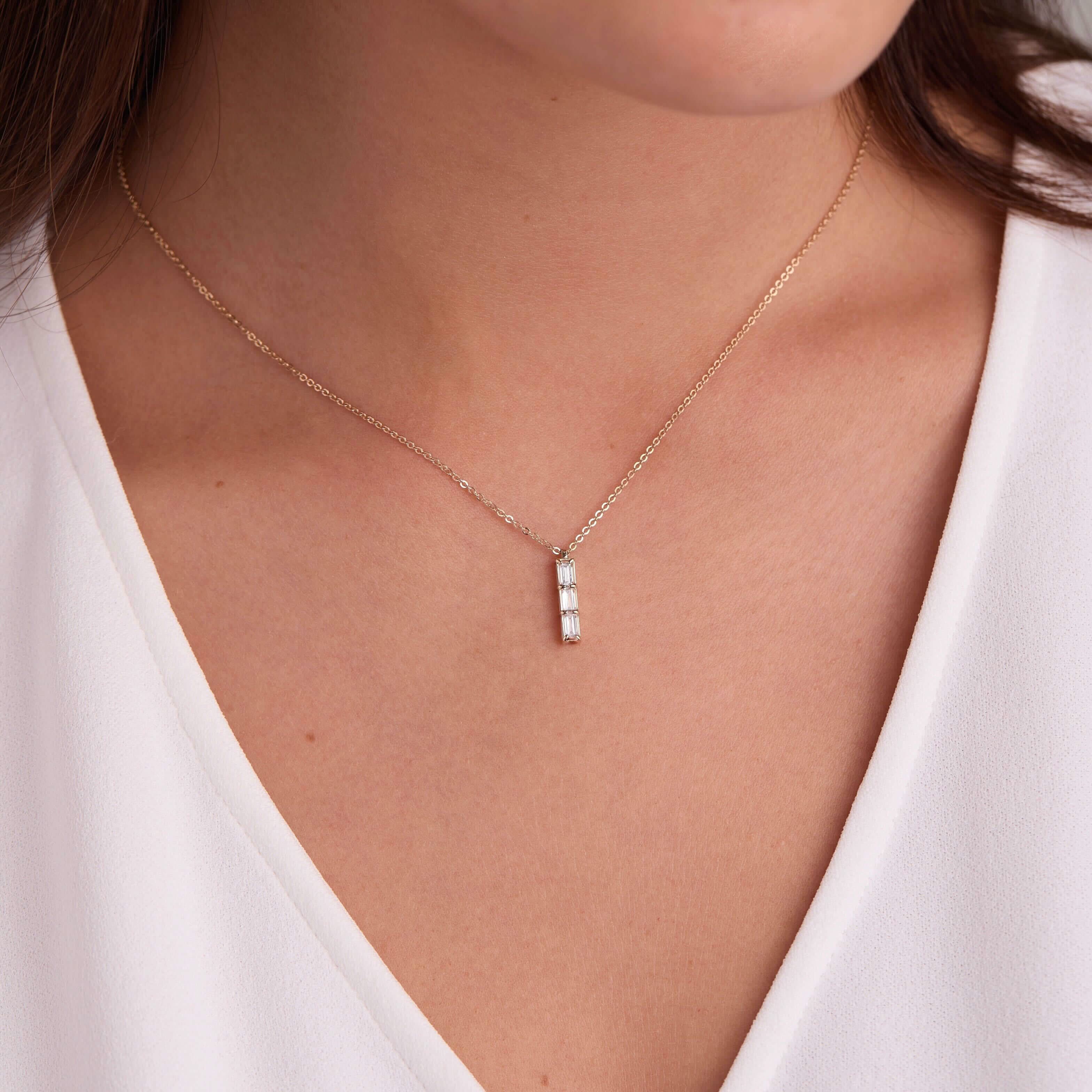 Providence 3 White Topaz Pendant in 14k Gold (April) - Image 3