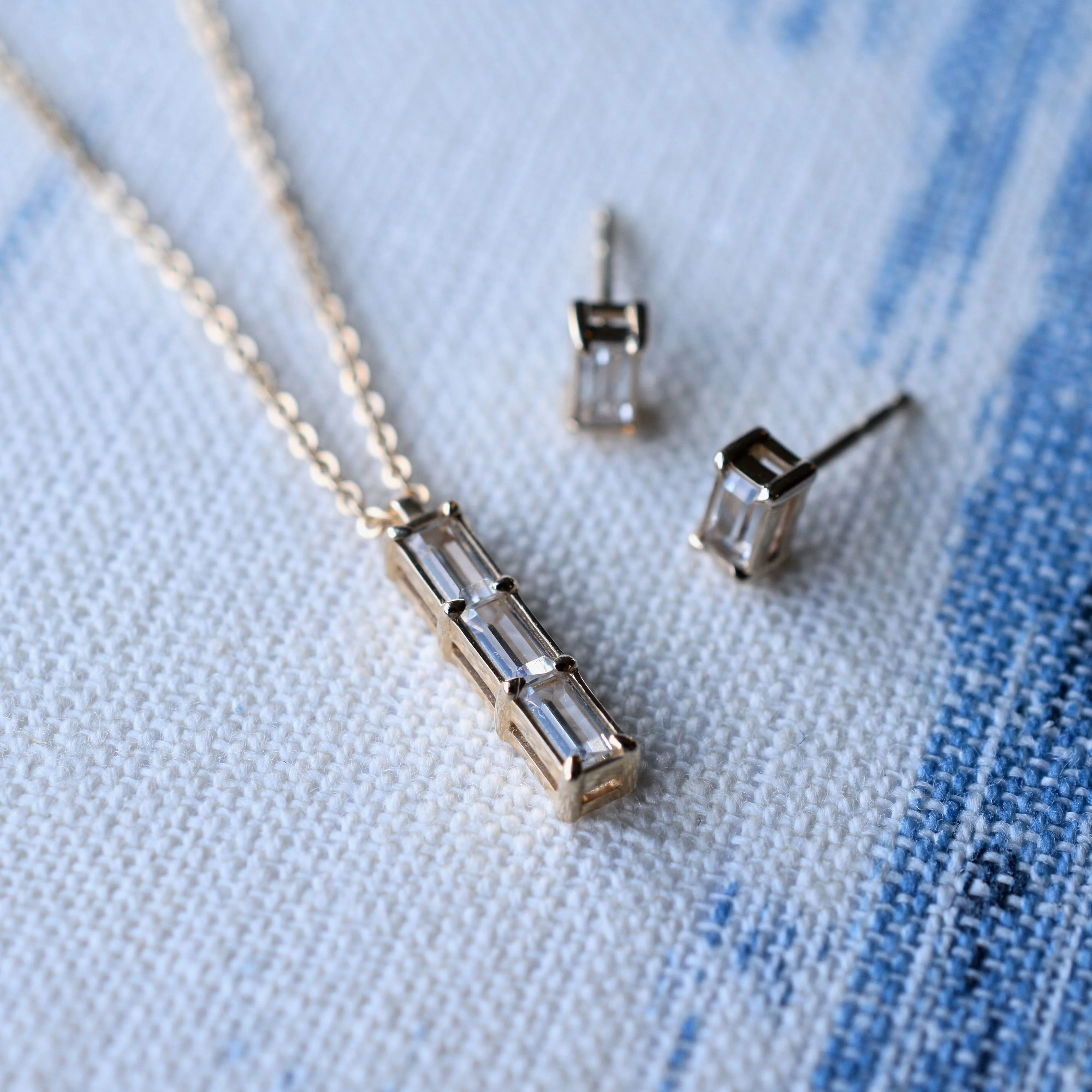 Providence 3 White Topaz Pendant in 14k Gold (April) - Image 10