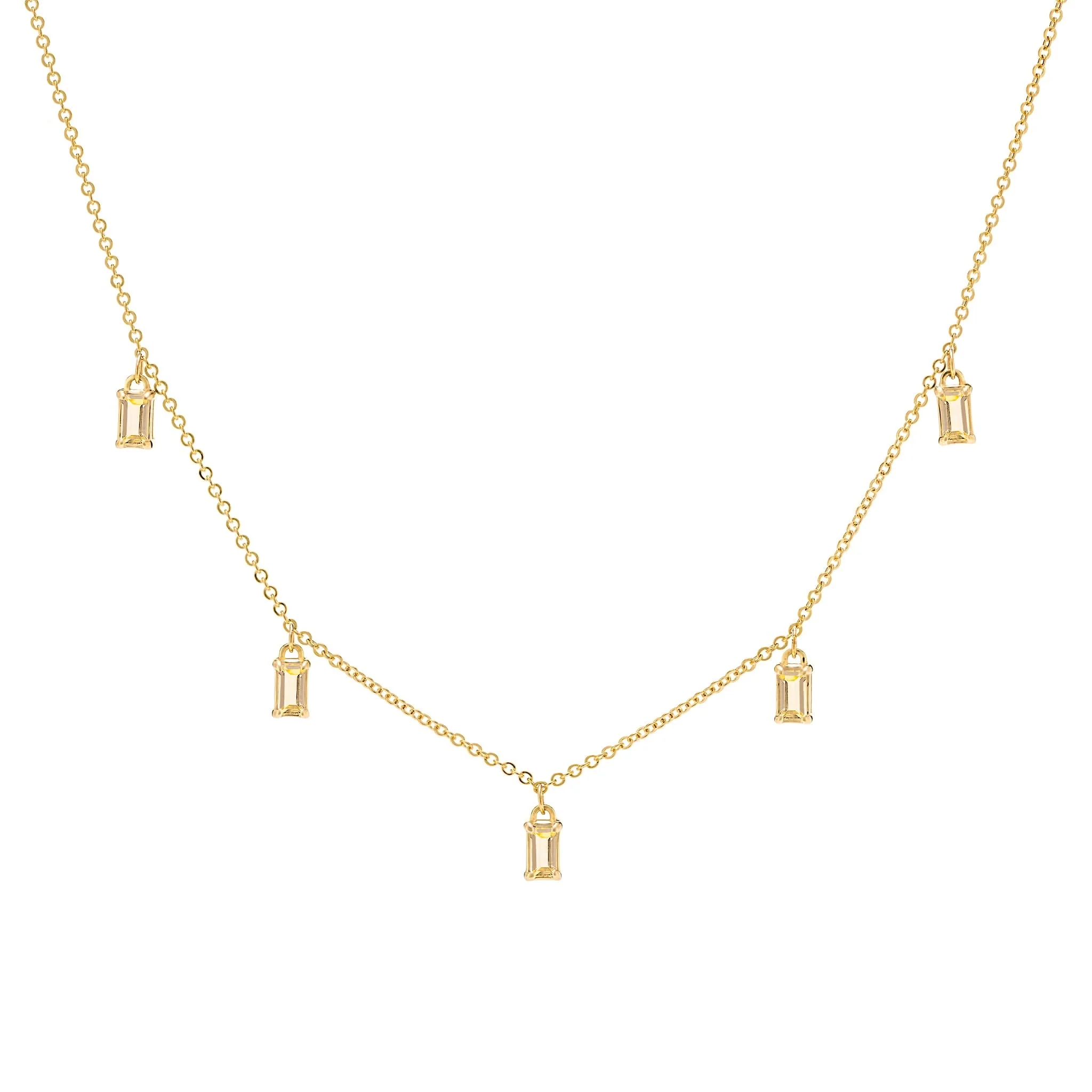 Providence 5 Citrine Drop Necklace in 14k Gold (November)