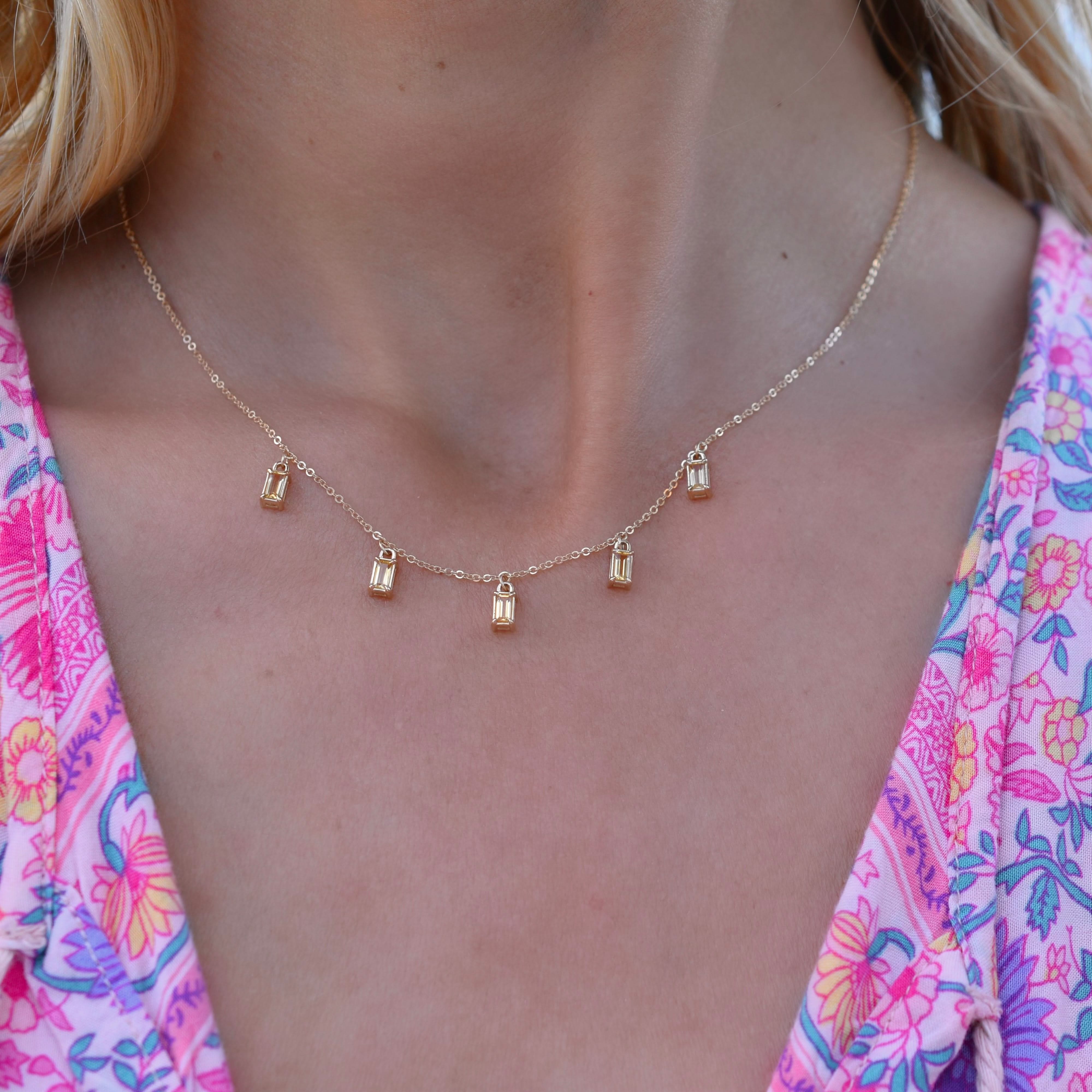 Providence 5 Citrine Drop Necklace in 14k Gold (November) - Image 3