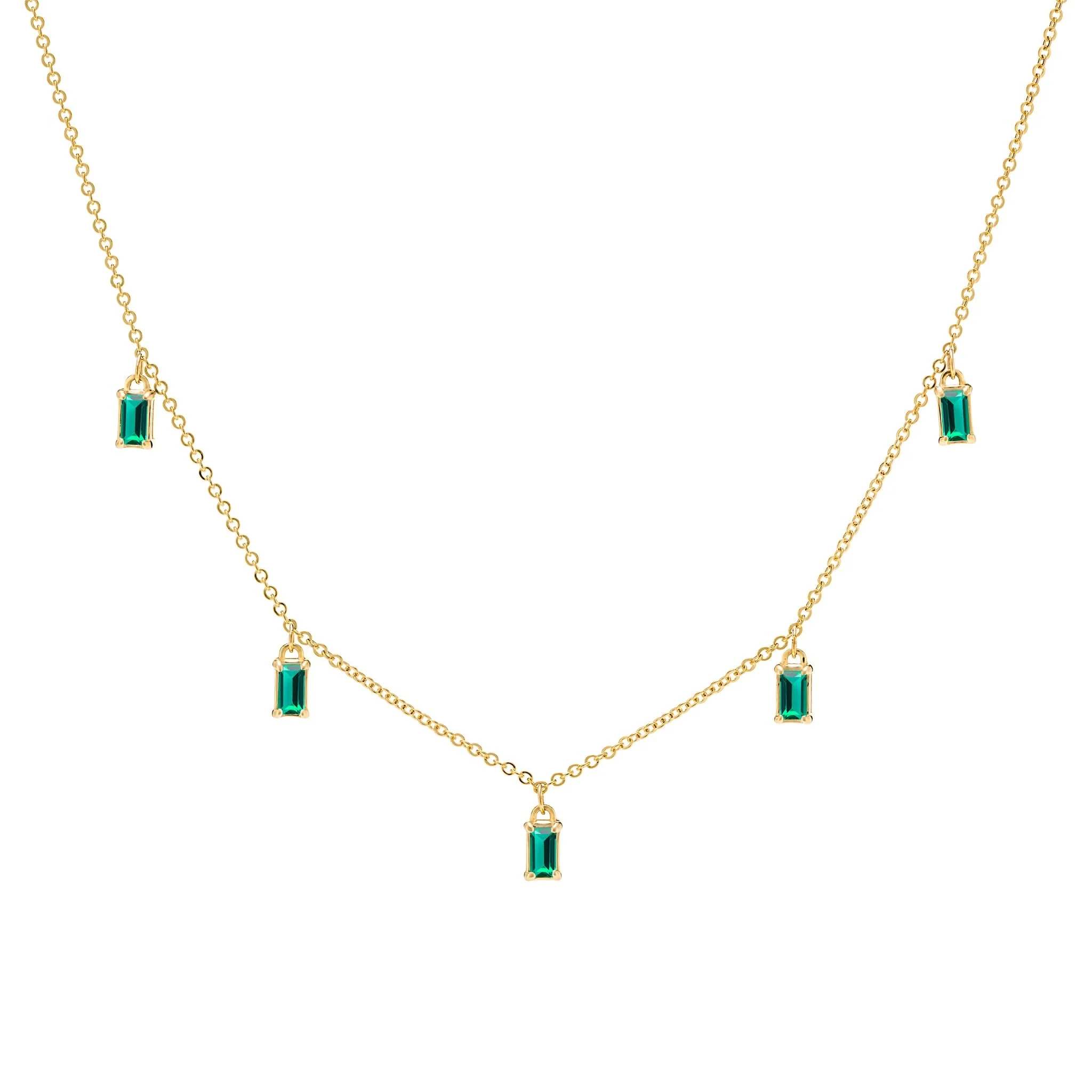 Providence 5 Emerald Drop Necklace in 14k Gold (May)