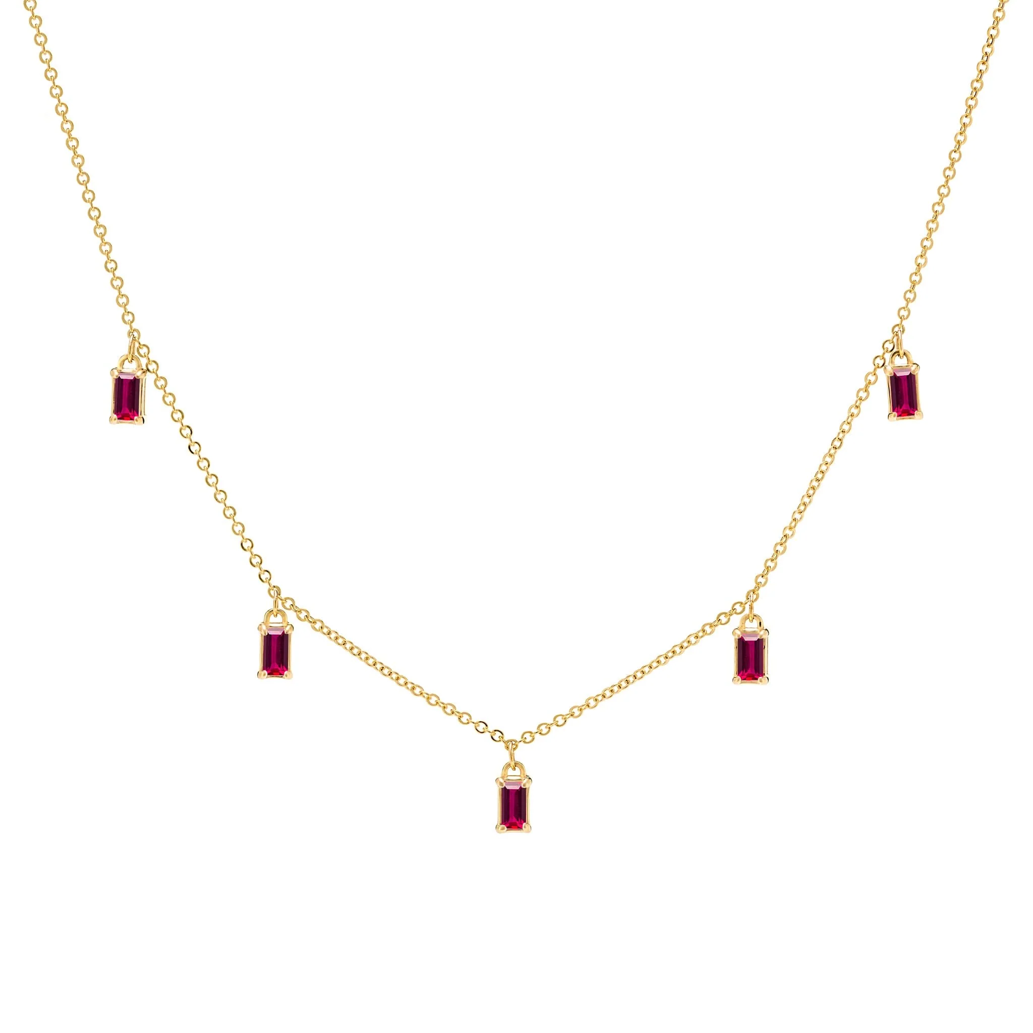 Providence 5 Ruby Drop Necklace in 14k Gold (July)