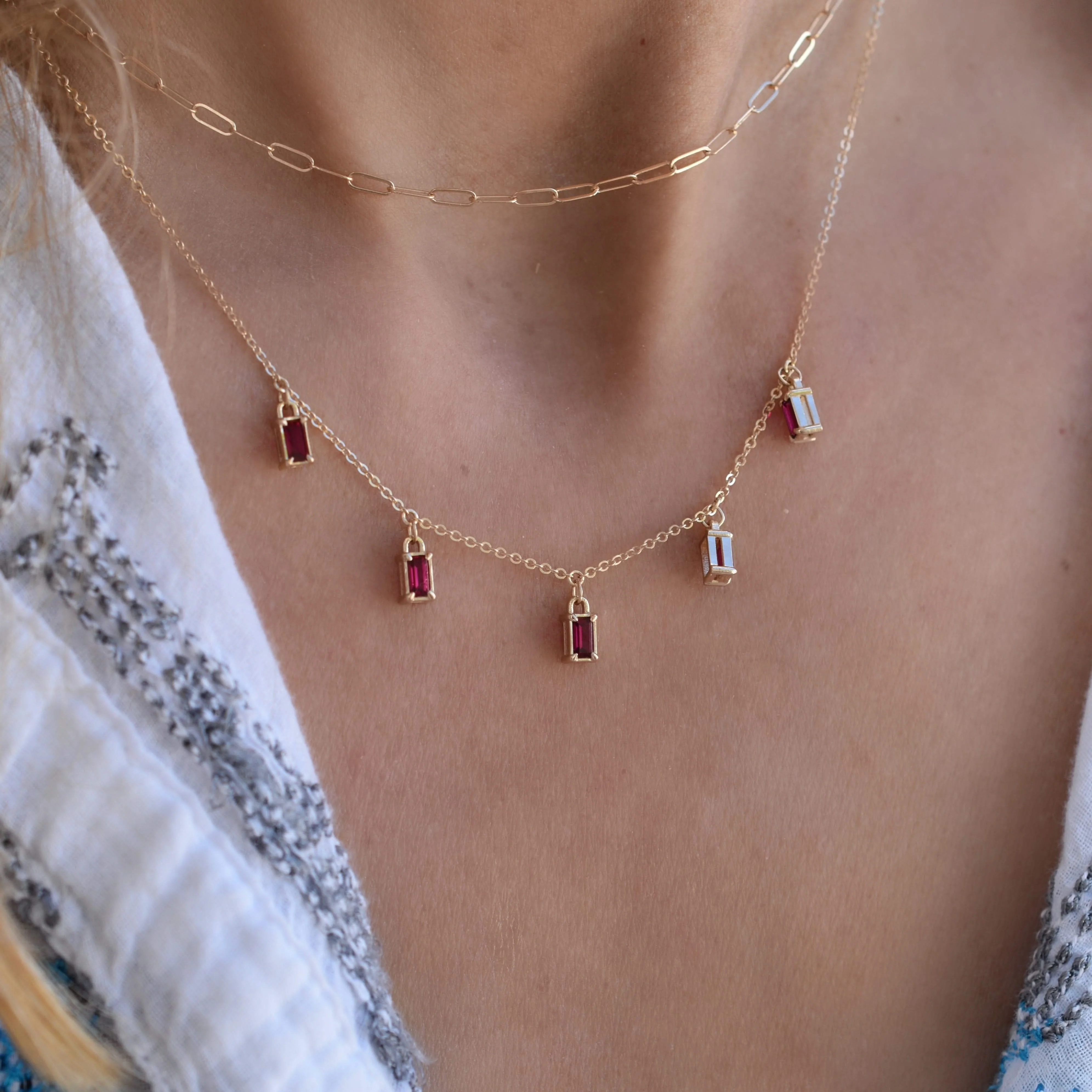 Providence 5 Ruby Drop Necklace in 14k Gold (July) - Image 2