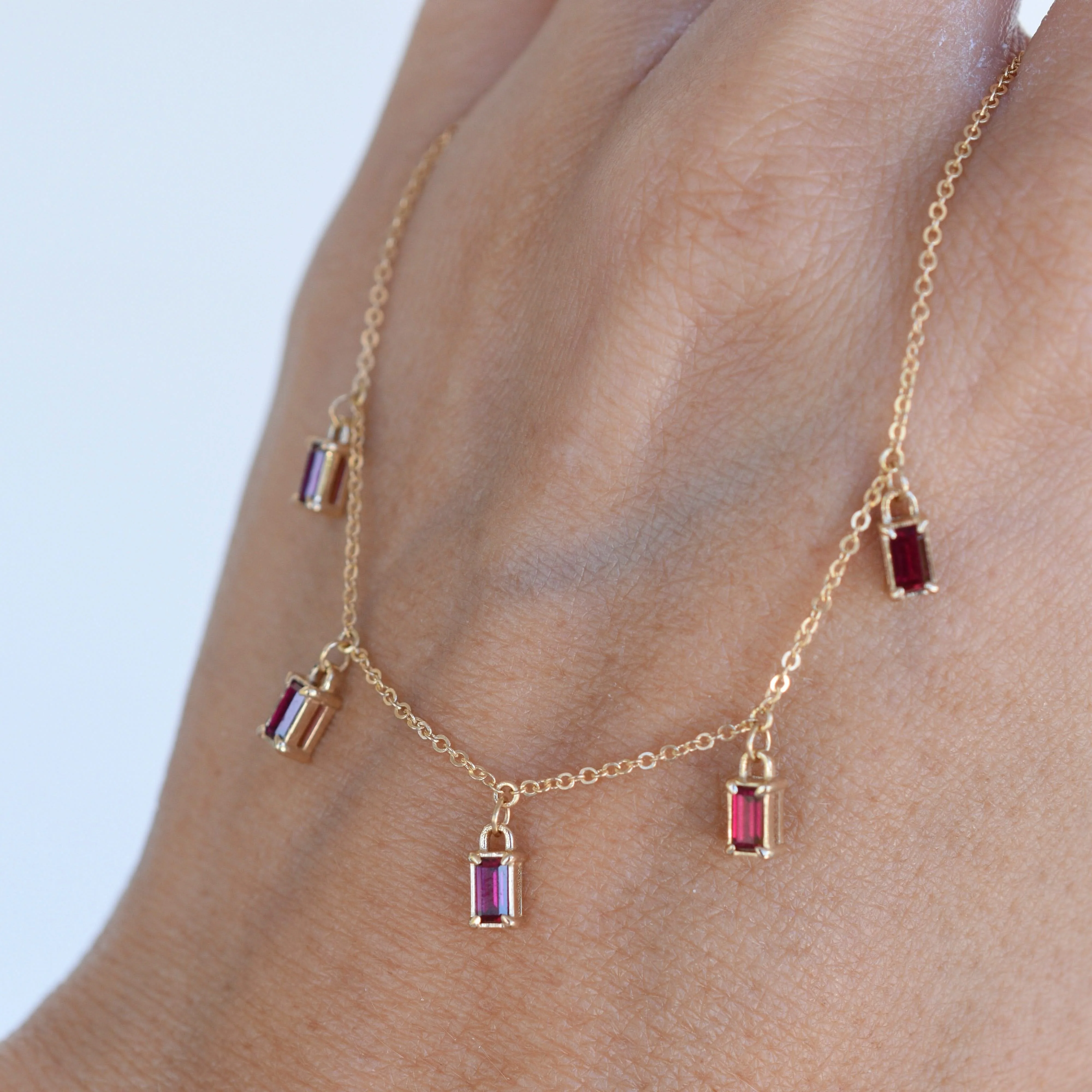 Providence 5 Ruby Drop Necklace in 14k Gold (July) - Image 3