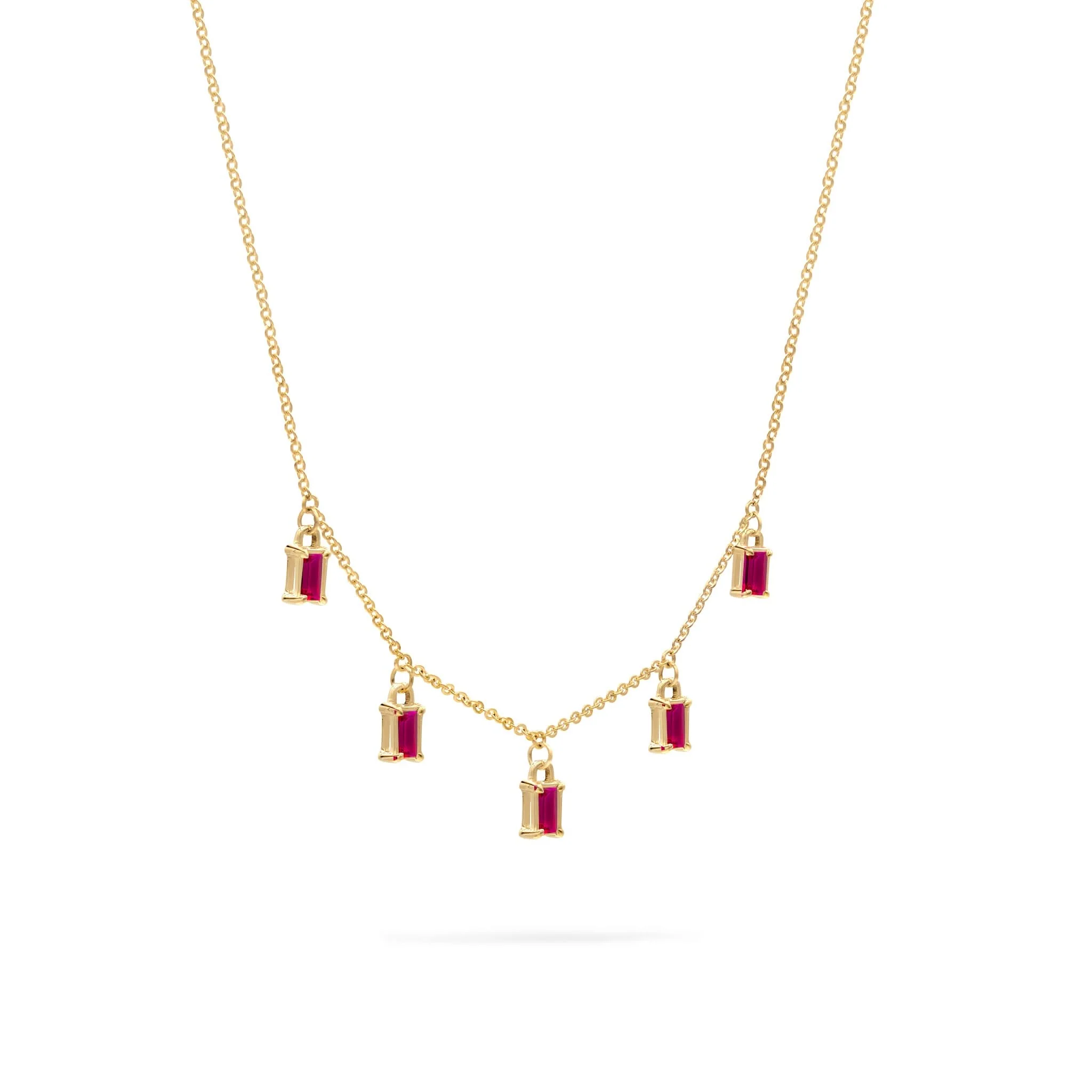 Providence 5 Ruby Drop Necklace in 14k Gold (July) - Image 4