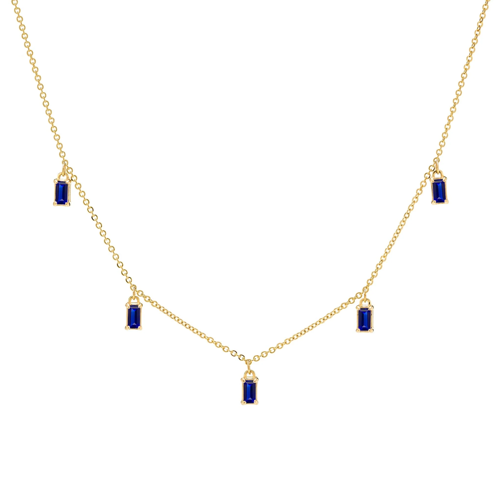 Providence 5 Sapphire Drop Necklace in 14k Gold (September)