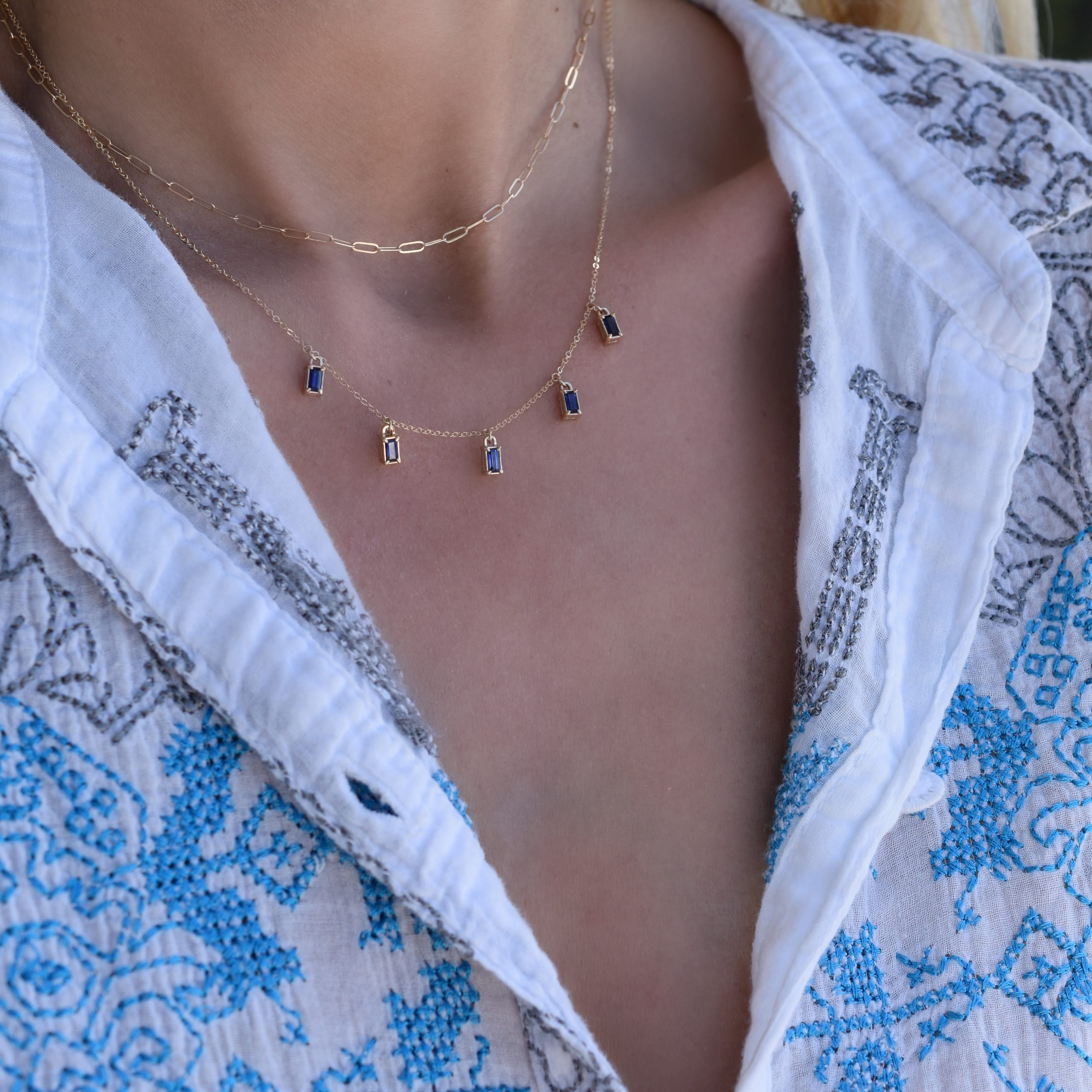 Providence 5 Sapphire Drop Necklace in 14k Gold (September) - Image 2