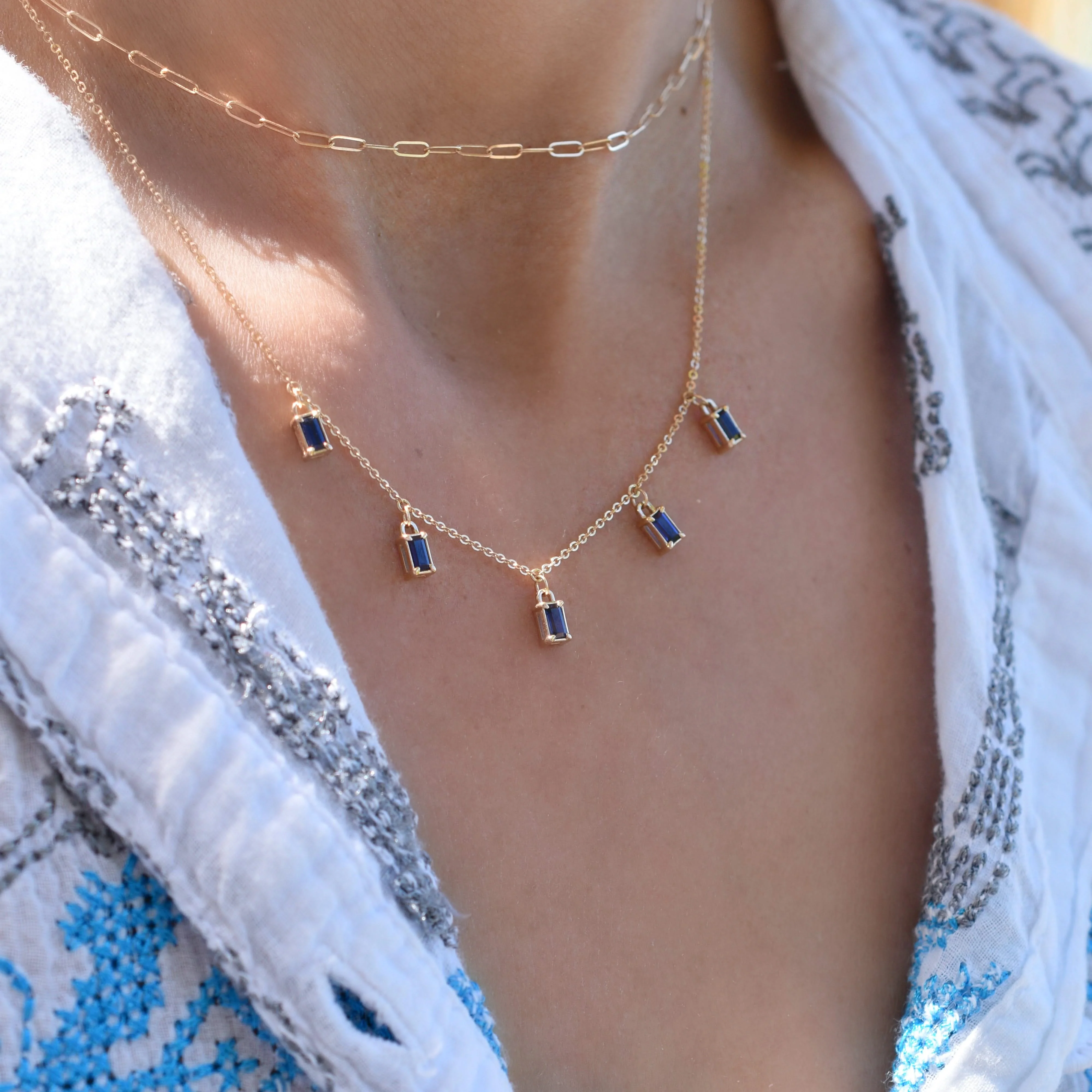 Providence 5 Sapphire Drop Necklace in 14k Gold (September) - Image 3