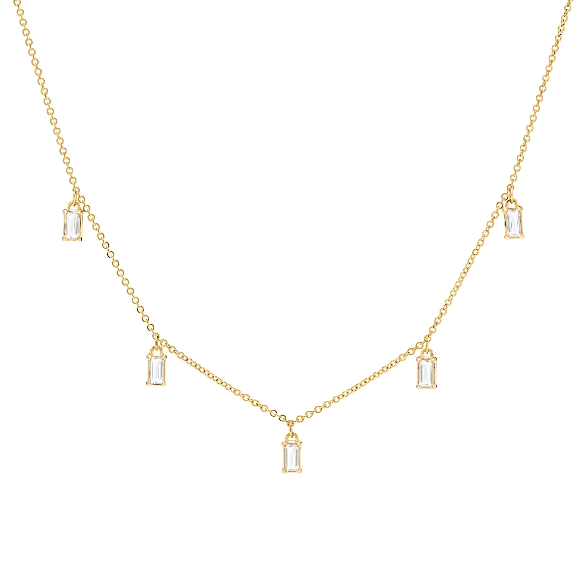 Providence 5 White Topaz Drop Necklace in 14k Gold (April)