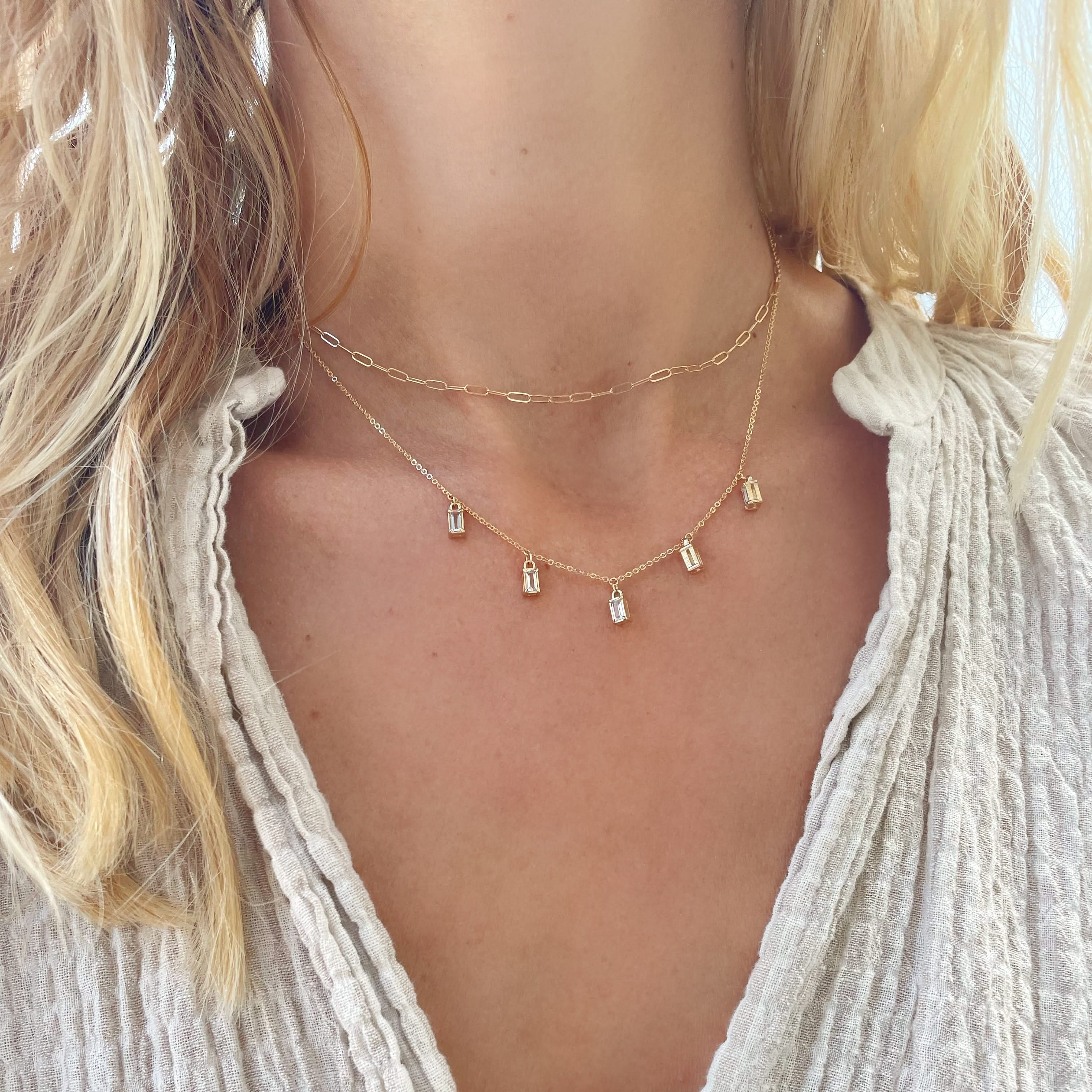 Providence 5 White Topaz Drop Necklace in 14k Gold (April) - Image 2