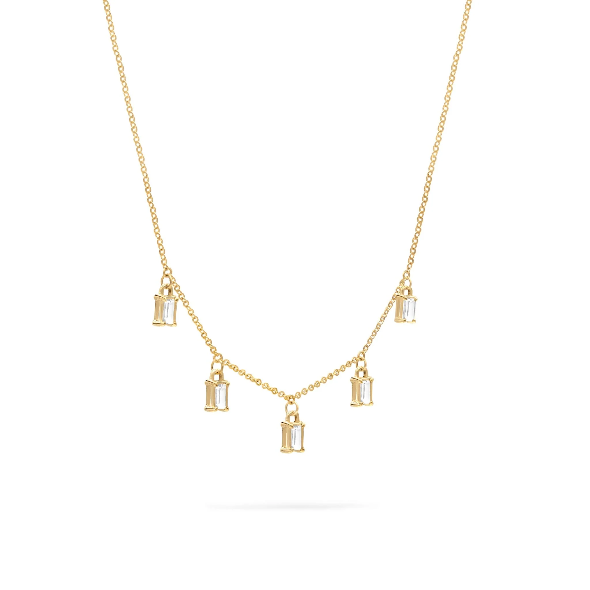 Providence 5 White Topaz Drop Necklace in 14k Gold (April) - Image 4