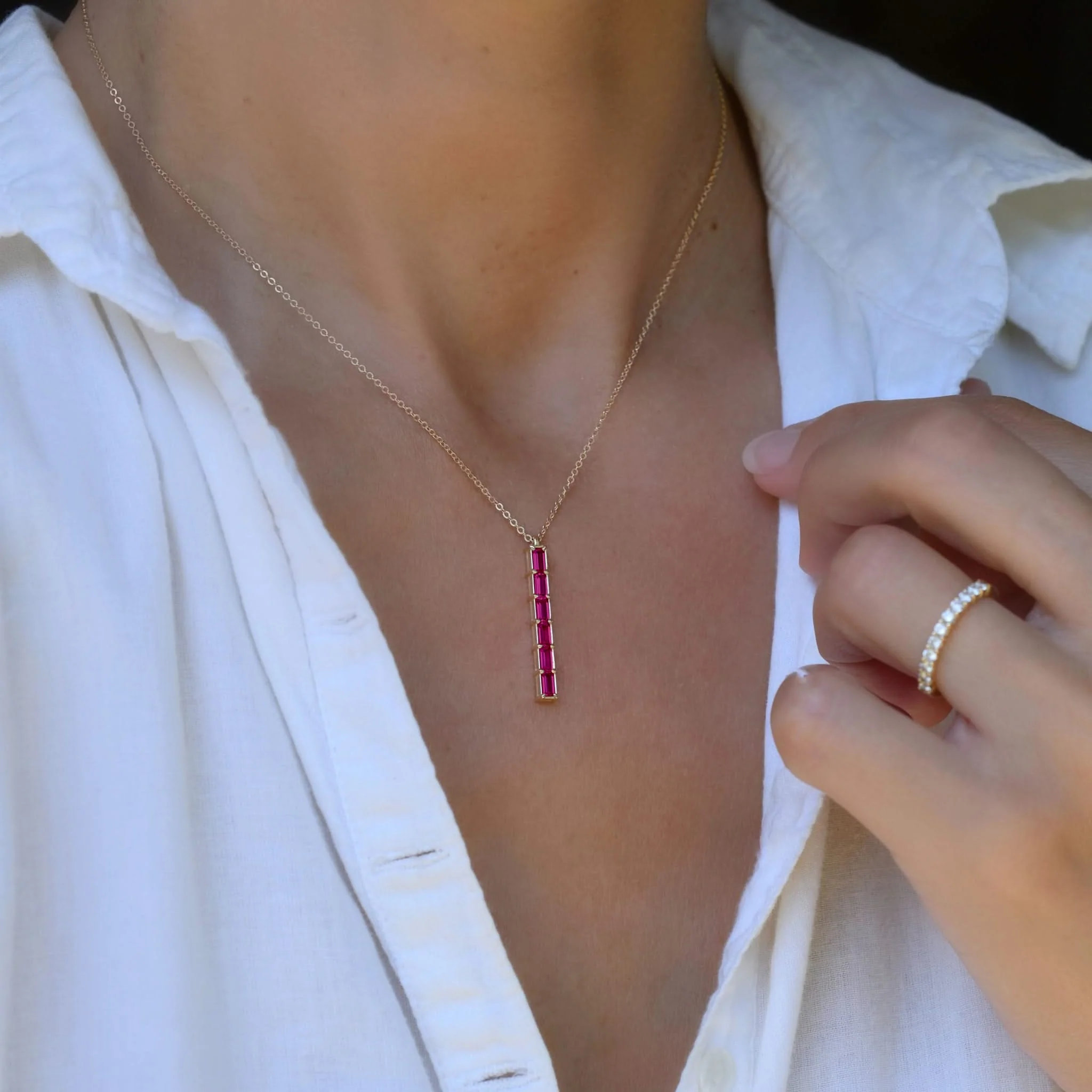 Providence 6 Ruby Pendant in 14k Gold (July) - Image 6