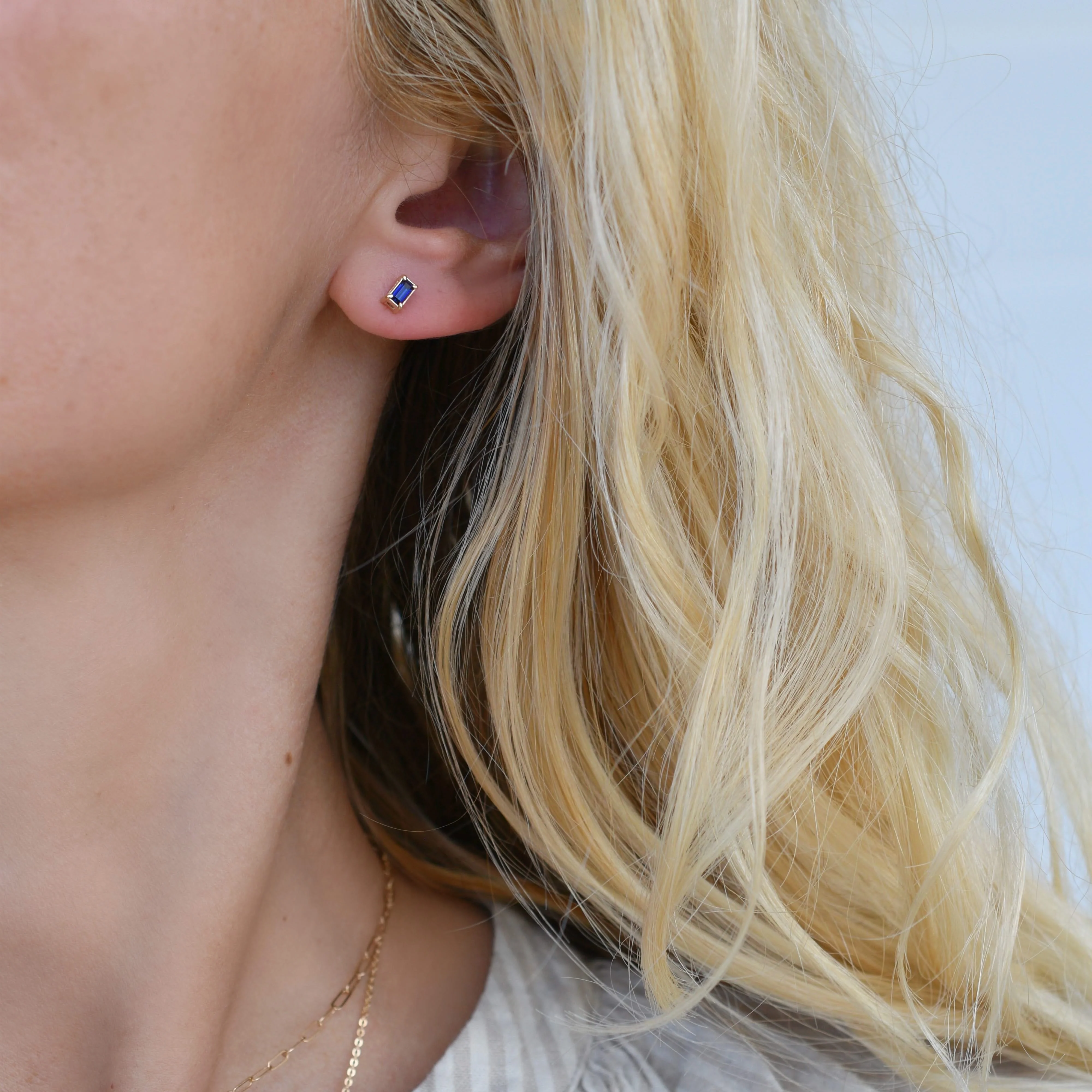 Providence Sapphire Stud Earrings in 14k Gold (September) - Image 6