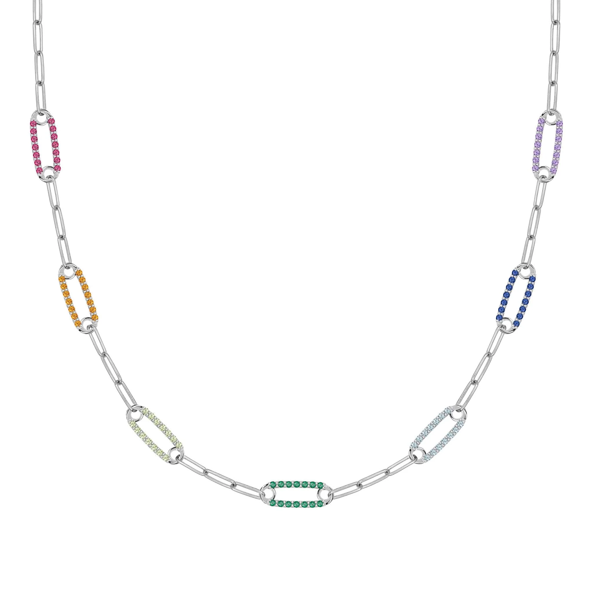 Rainbow Adelaide Pavé Necklace in 14k Gold - Image 6