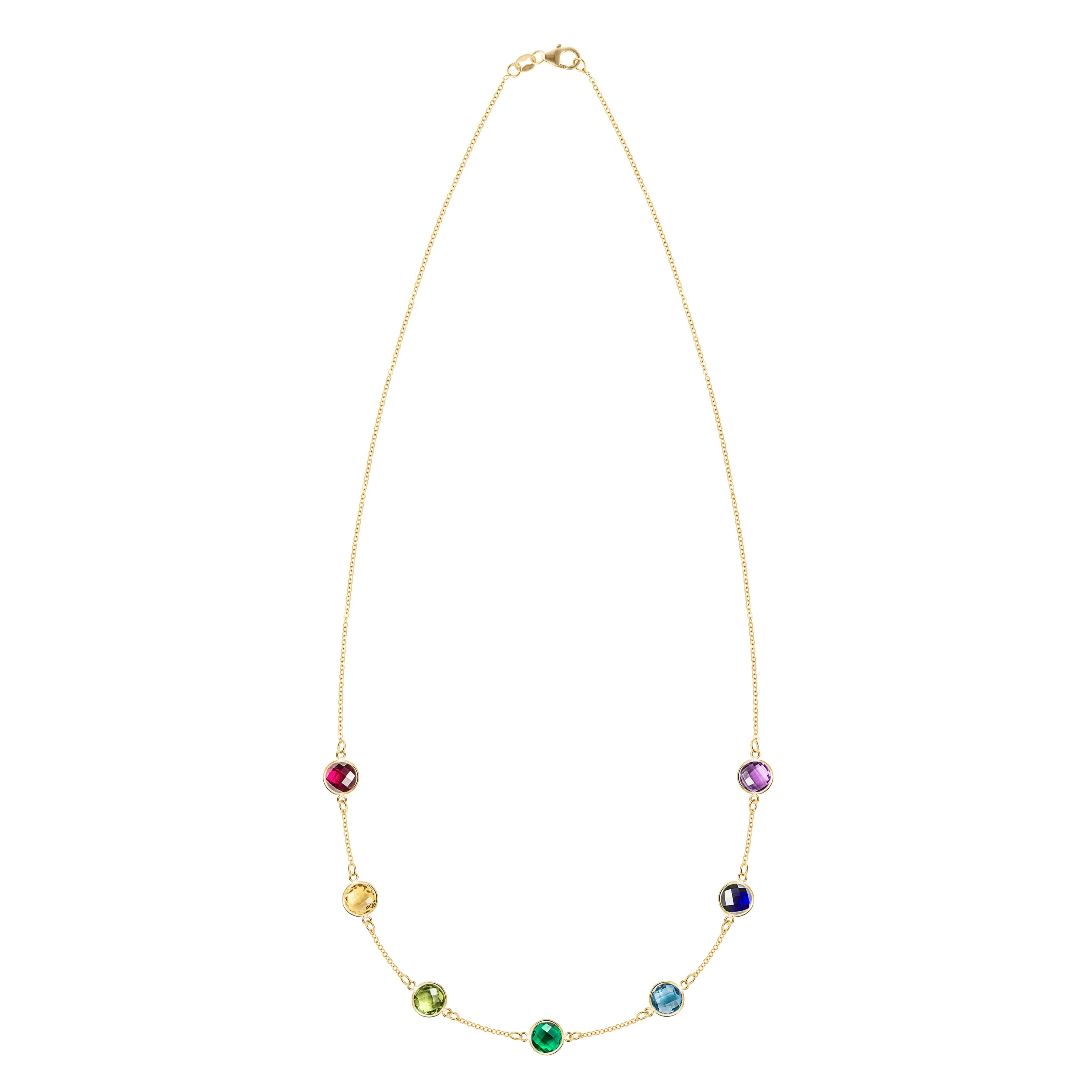 Rainbow Grand 7 Stone Necklace in 14k Gold - Image 4