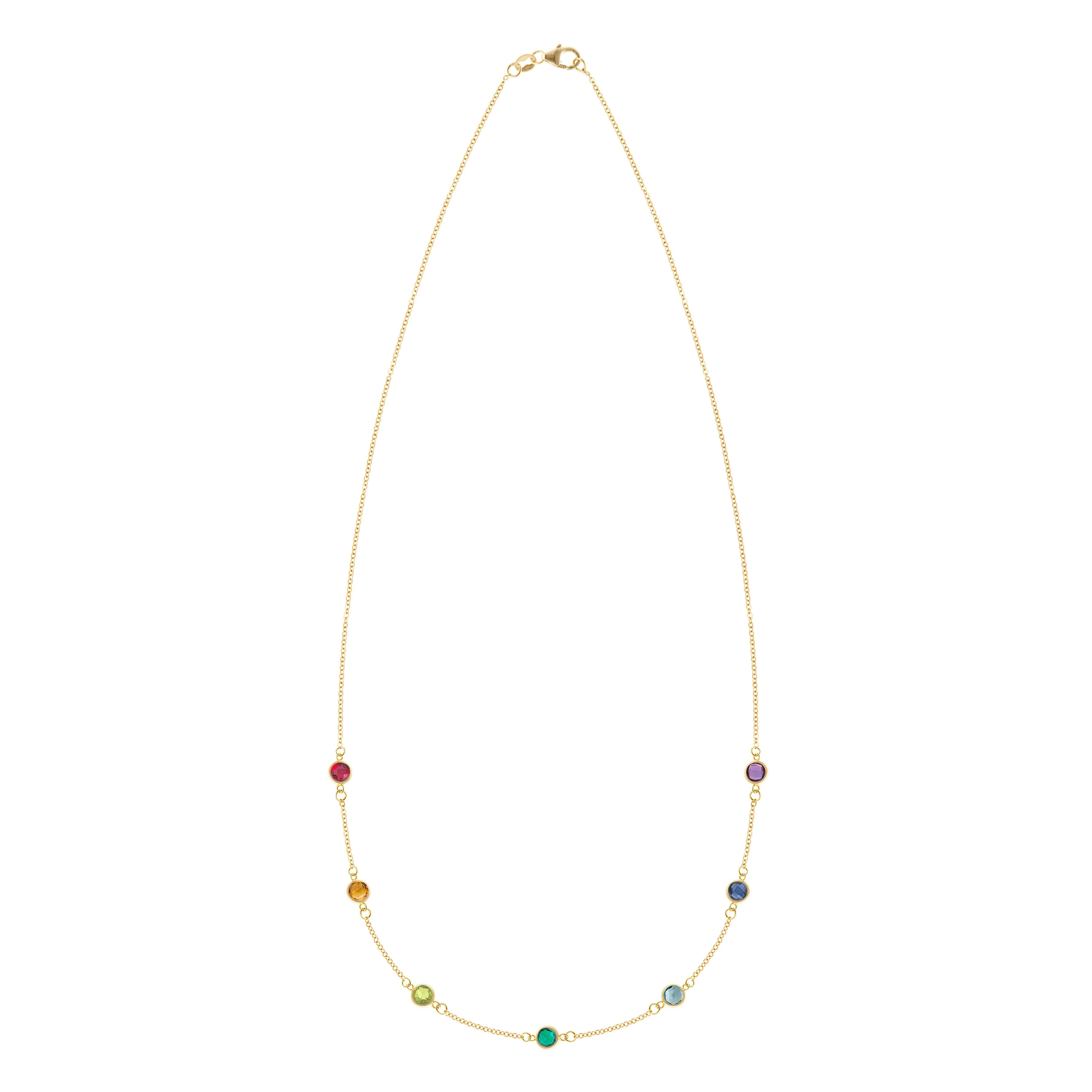 Rainbow 7 Stone Necklace in 14k Gold - Image 4
