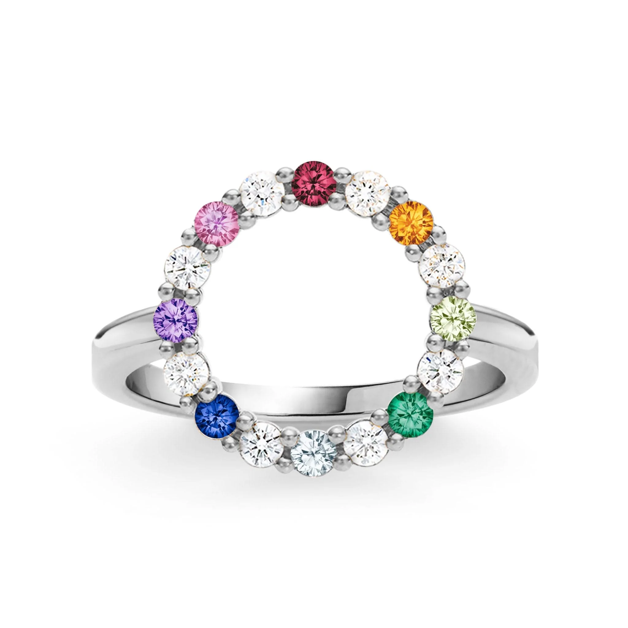 Rainbow Rosecliff Circle Ring with Diamonds in 14k Gold - Image 5