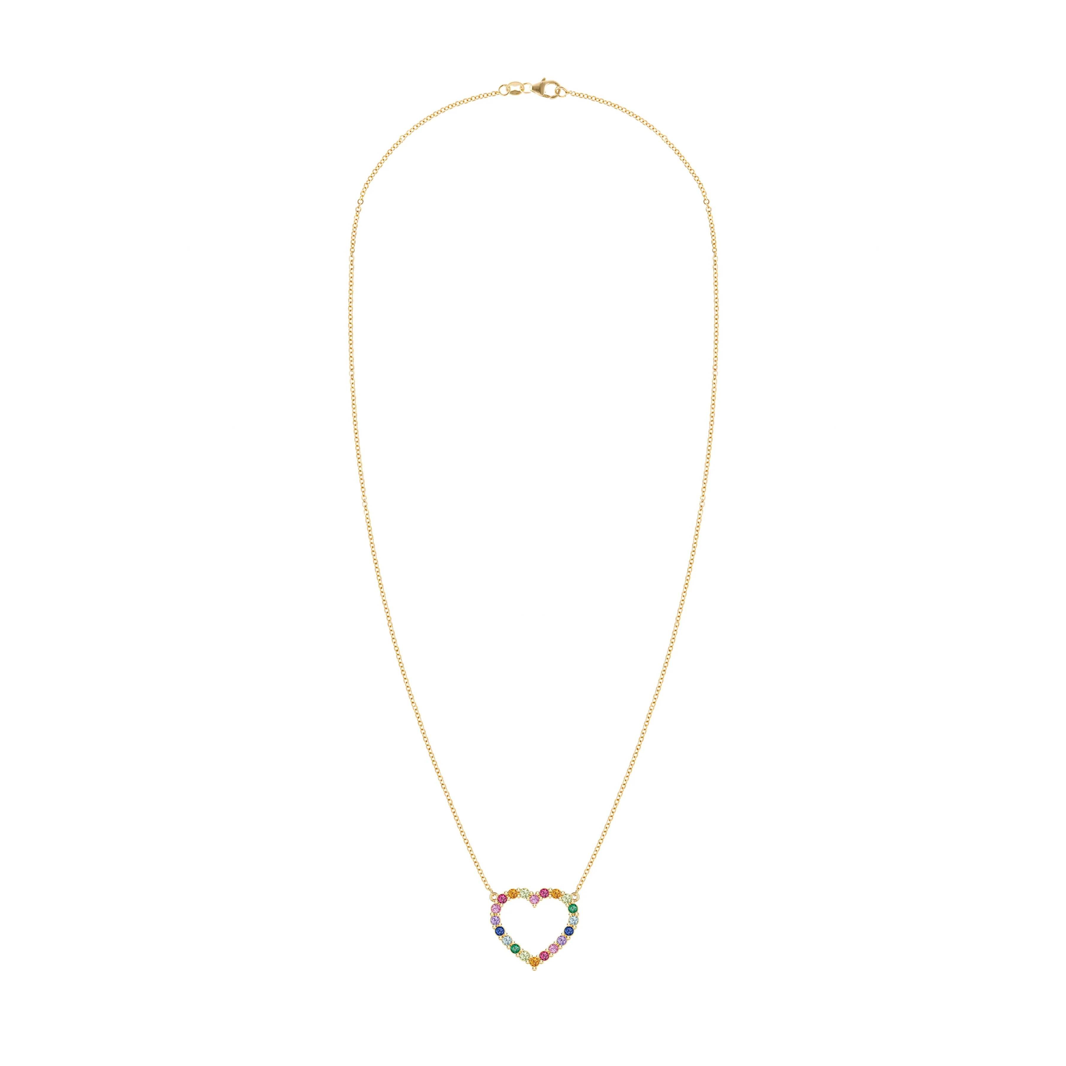 Rainbow Rosecliff Heart Necklace in 14k Gold - Image 4