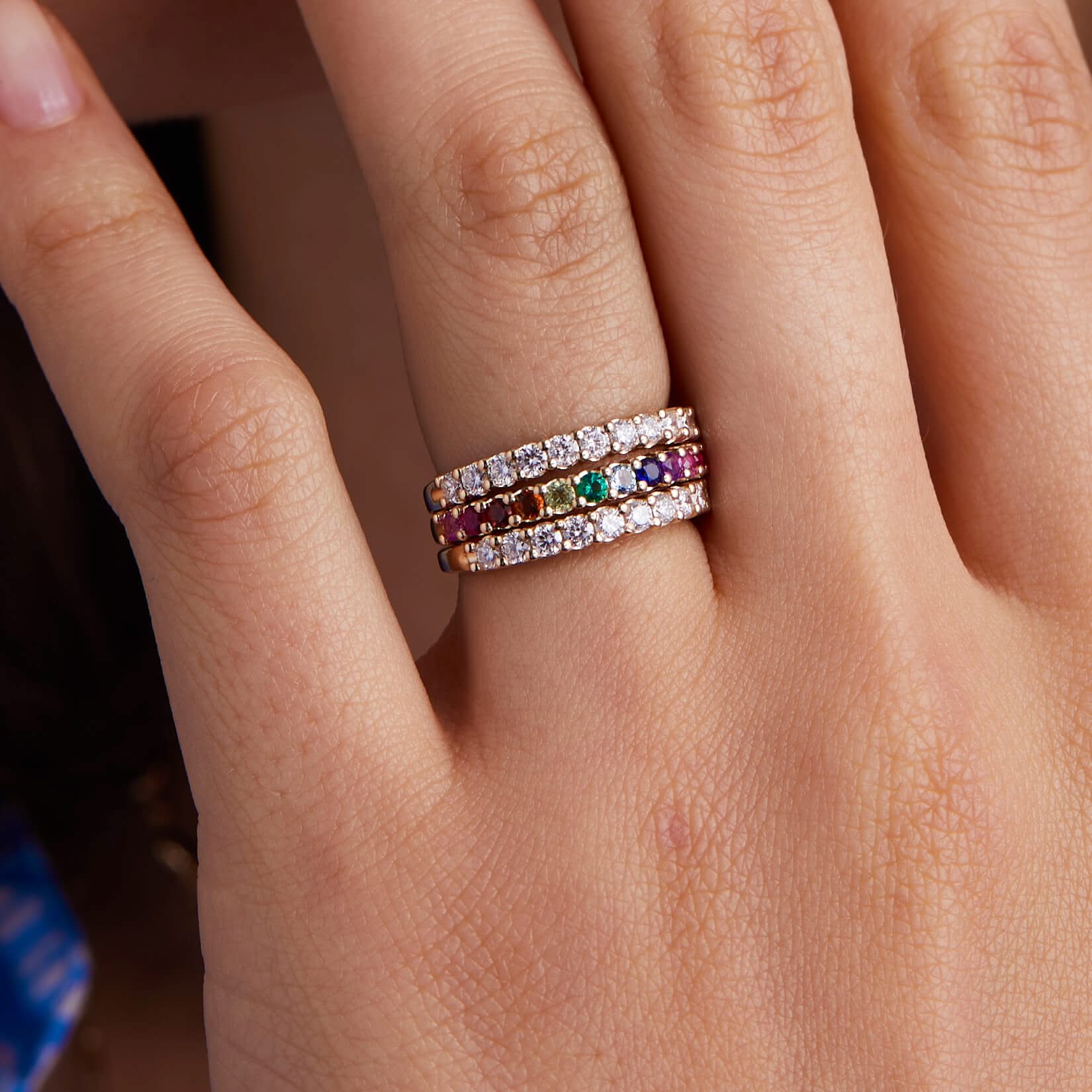 Rainbow Rosecliff Stackable Ring in 14k Gold - Image 3