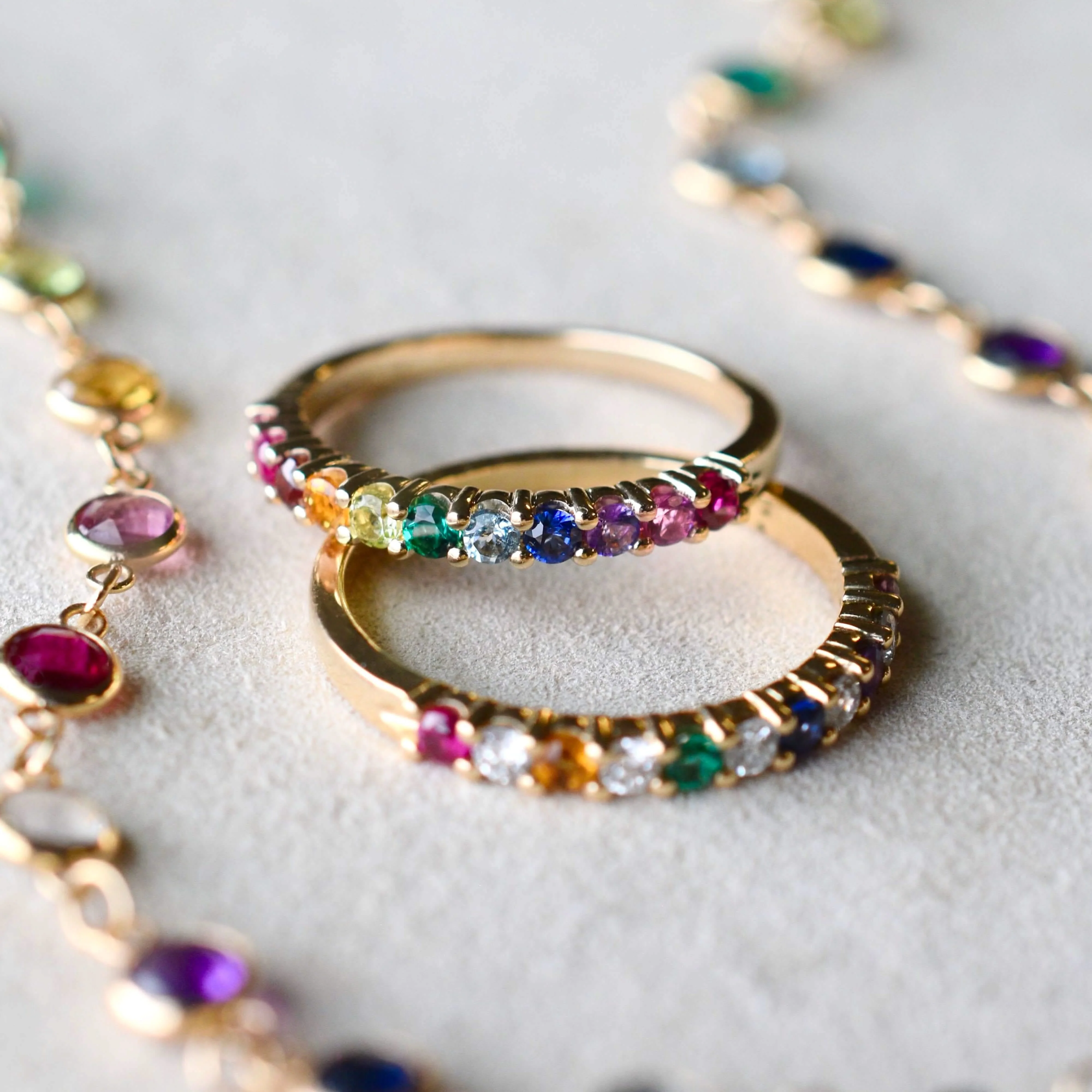 Rainbow Rosecliff Stackable Ring in 14k Gold - Image 8