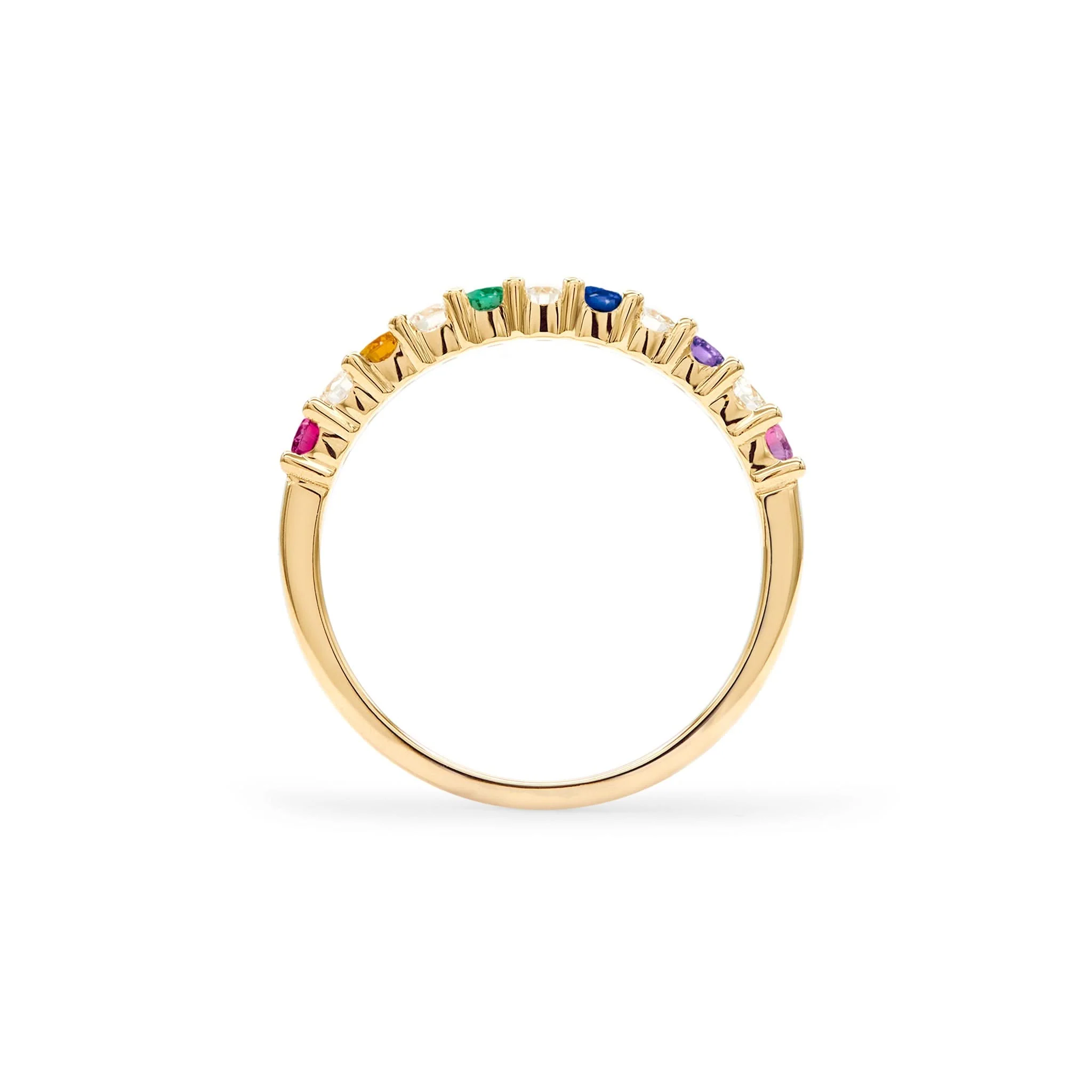 Rainbow Rosecliff Stackable Ring with Diamonds in 14k Gold - Image 4