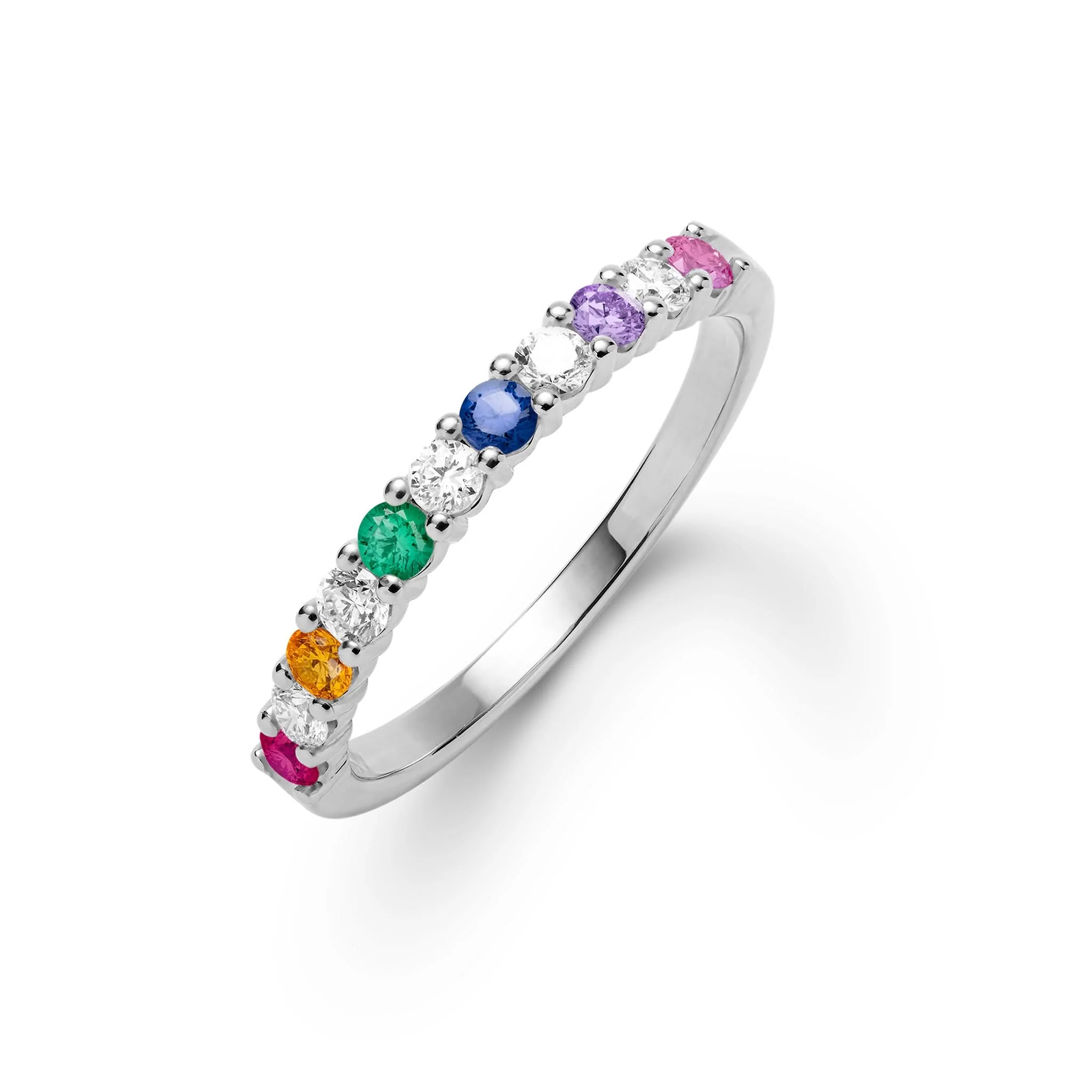 Rainbow Rosecliff Stackable Ring with Diamonds in 14k Gold - Image 7