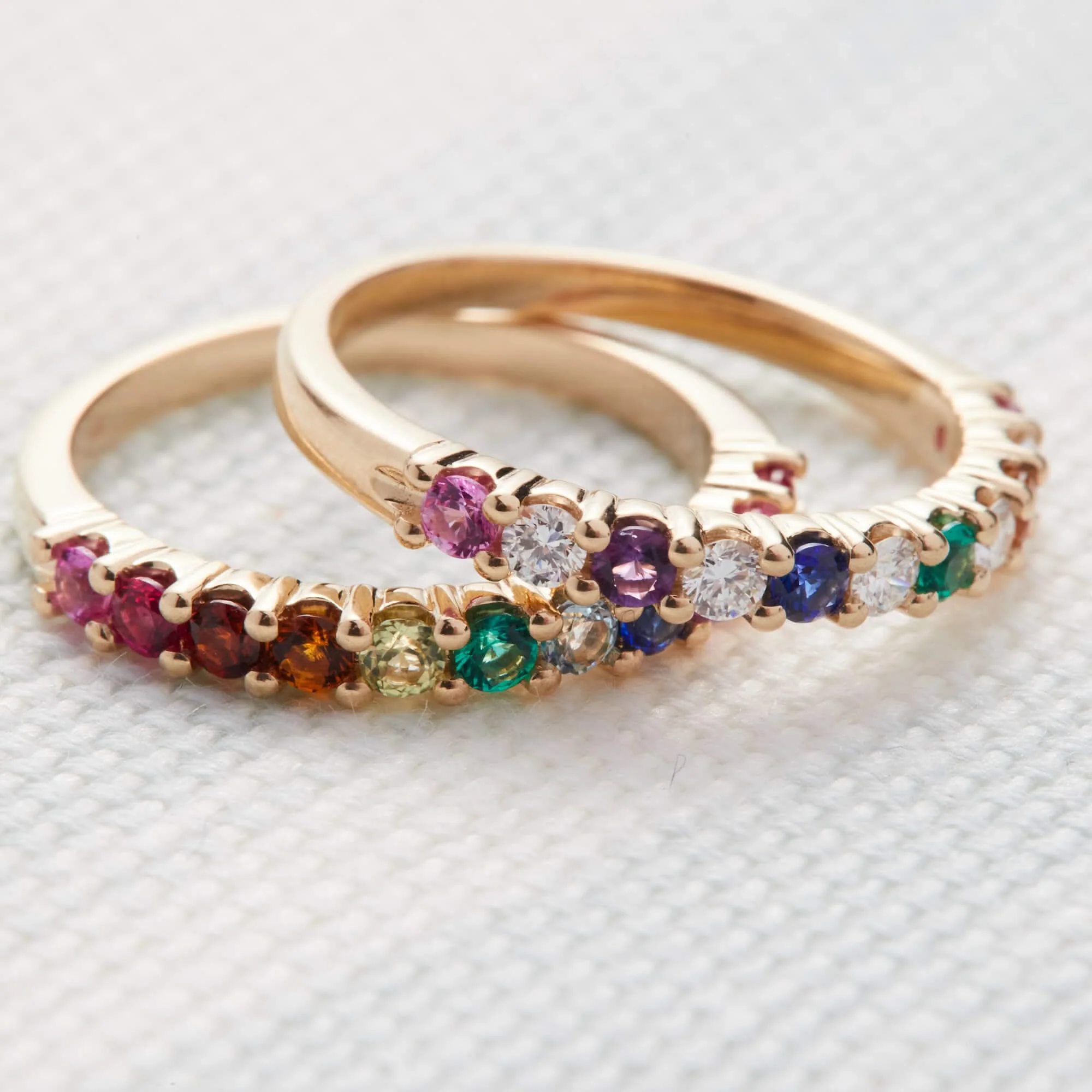 Rainbow Rosecliff Stackable Ring with Diamonds in 14k Gold - Image 8