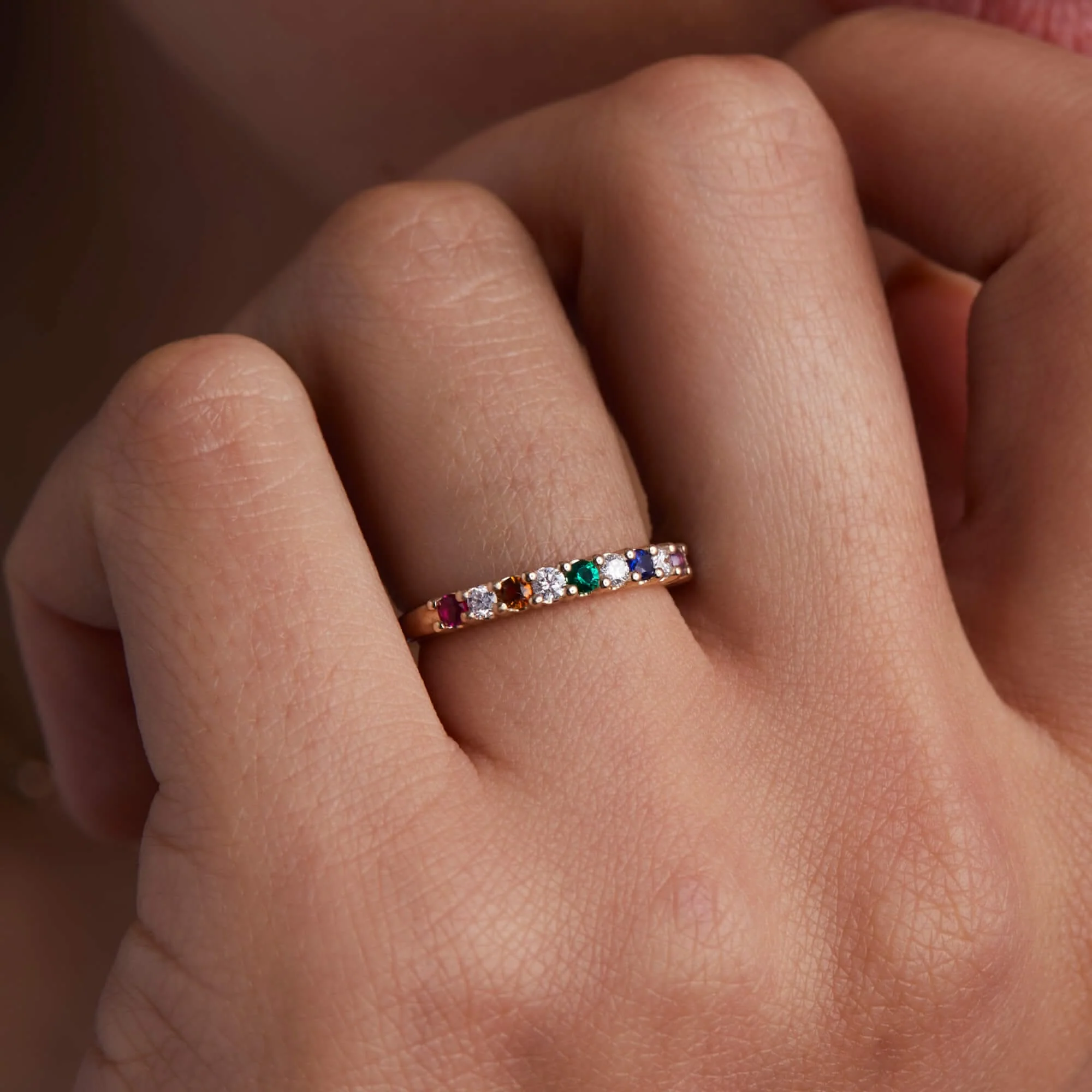 Rainbow Rosecliff Stackable Ring with Diamonds in 14k Gold - Image 9