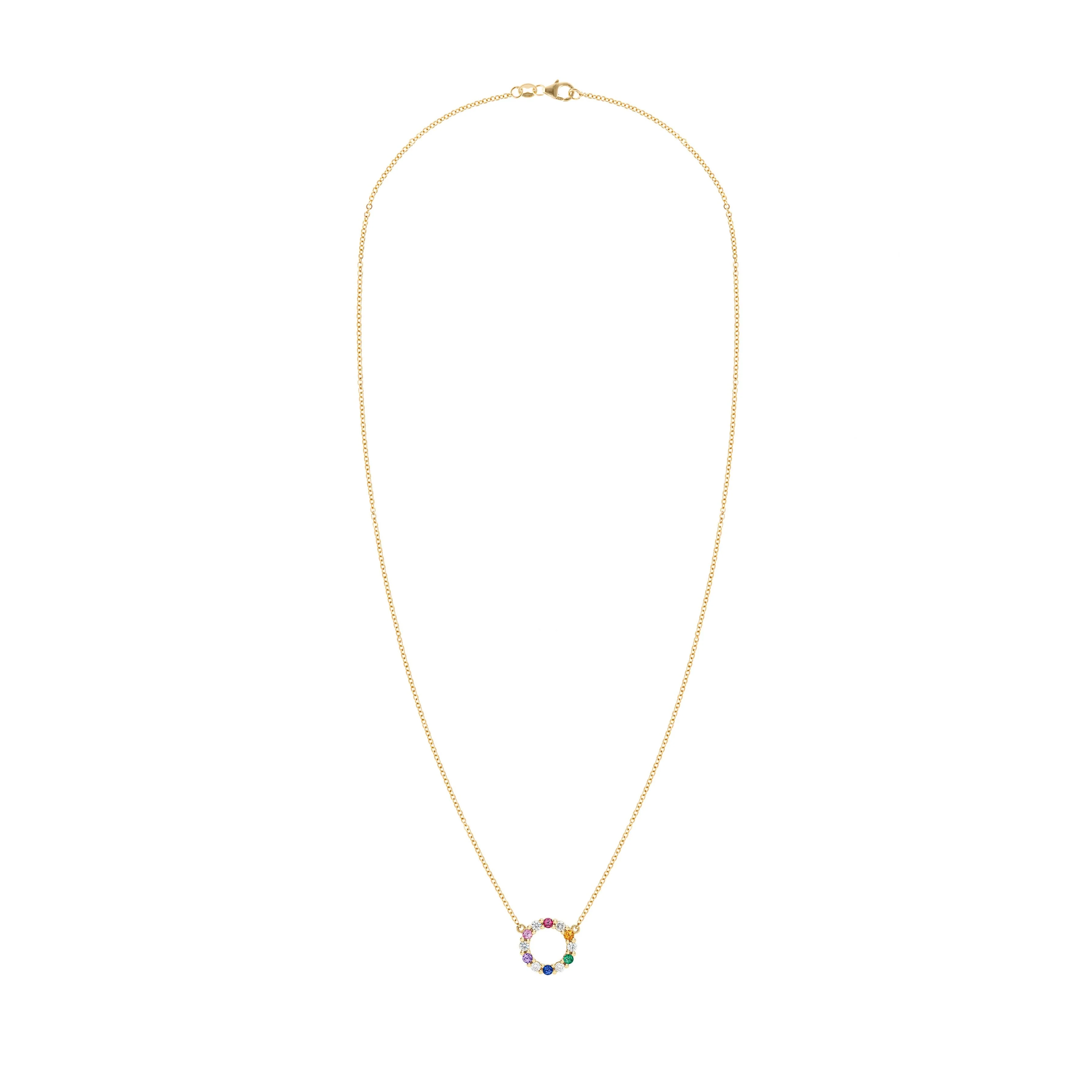Rainbow Rosecliff Small Circle Necklace with Diamonds in 14k Gold - Image 5