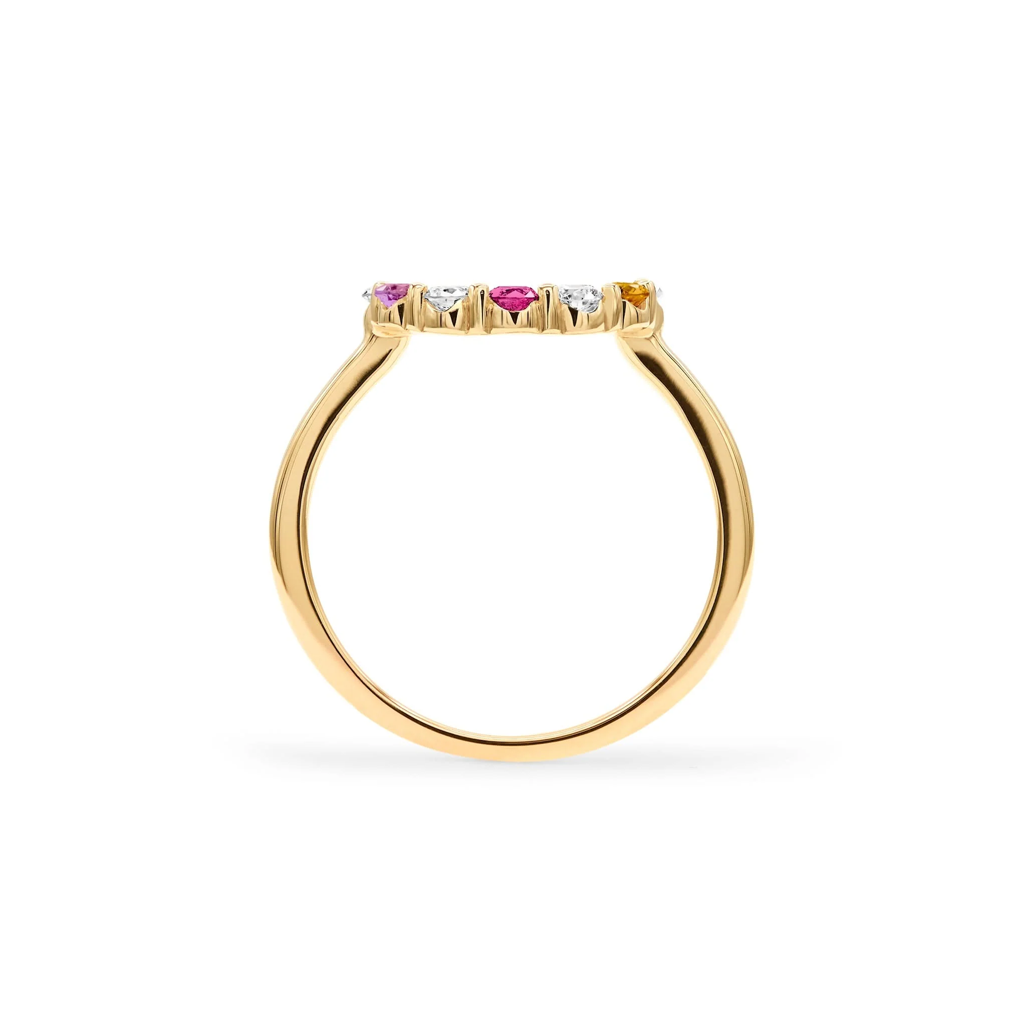 Rainbow Rosecliff Small Circle Ring with Diamonds in 14k Gold - Image 4