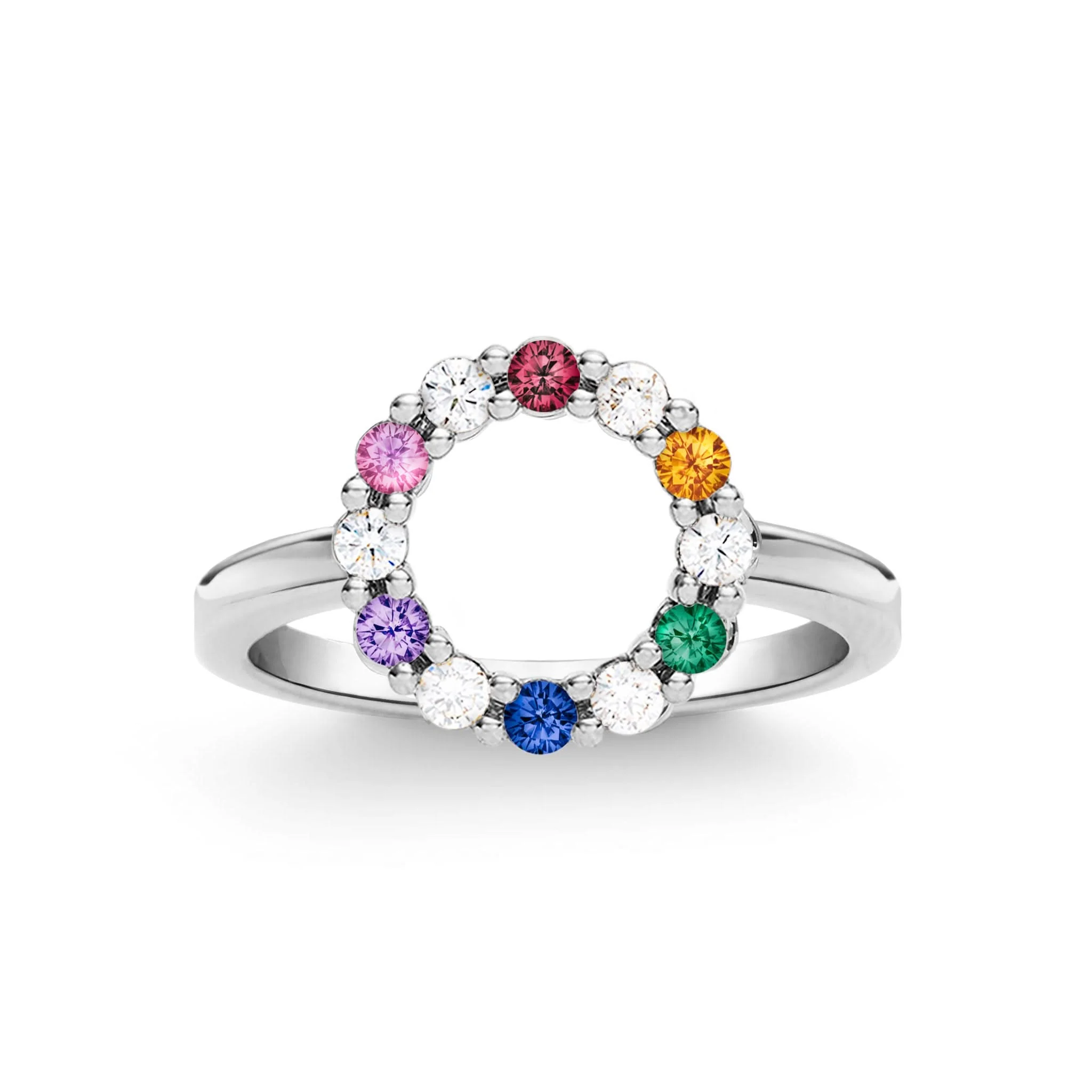 Rainbow Rosecliff Small Circle Ring with Diamonds in 14k Gold - Image 5