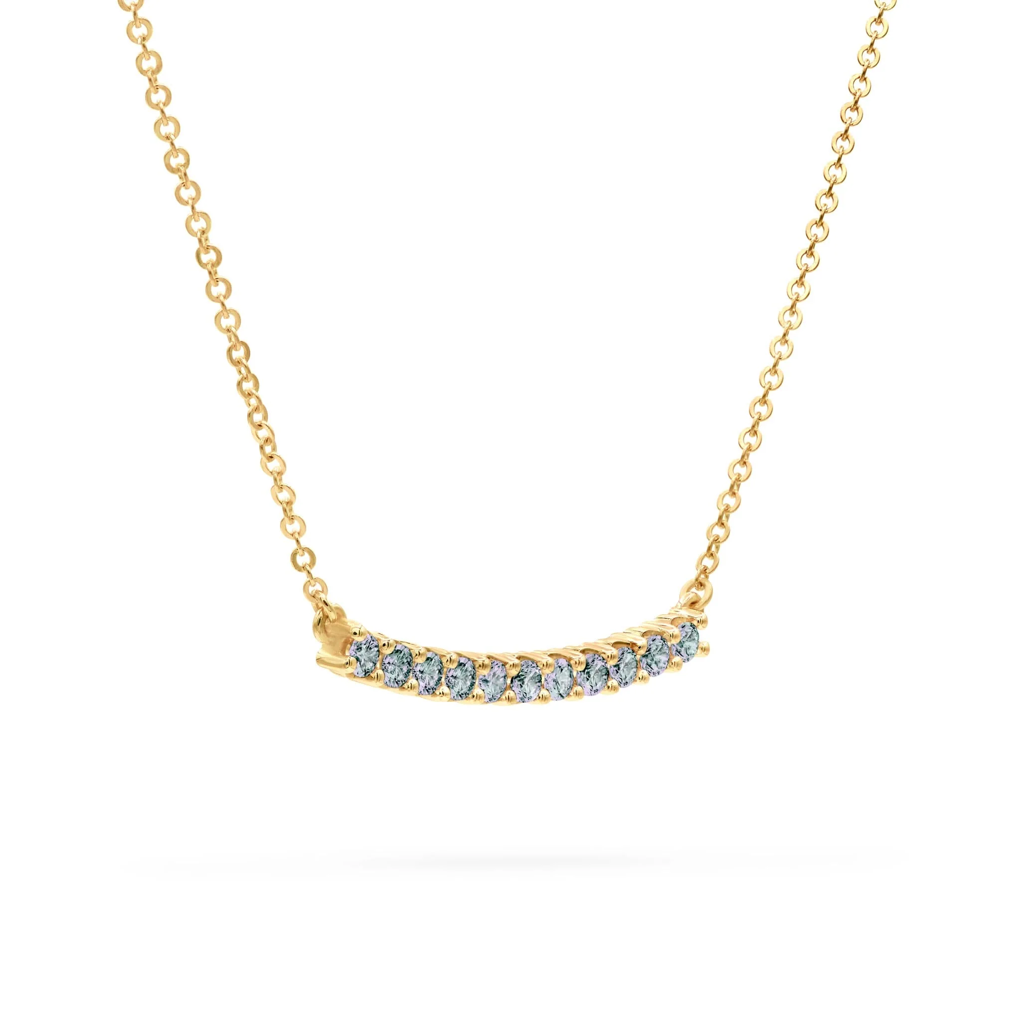 Rosecliff Alexandrite Bar Necklace in 14k Gold (June) - Image 4