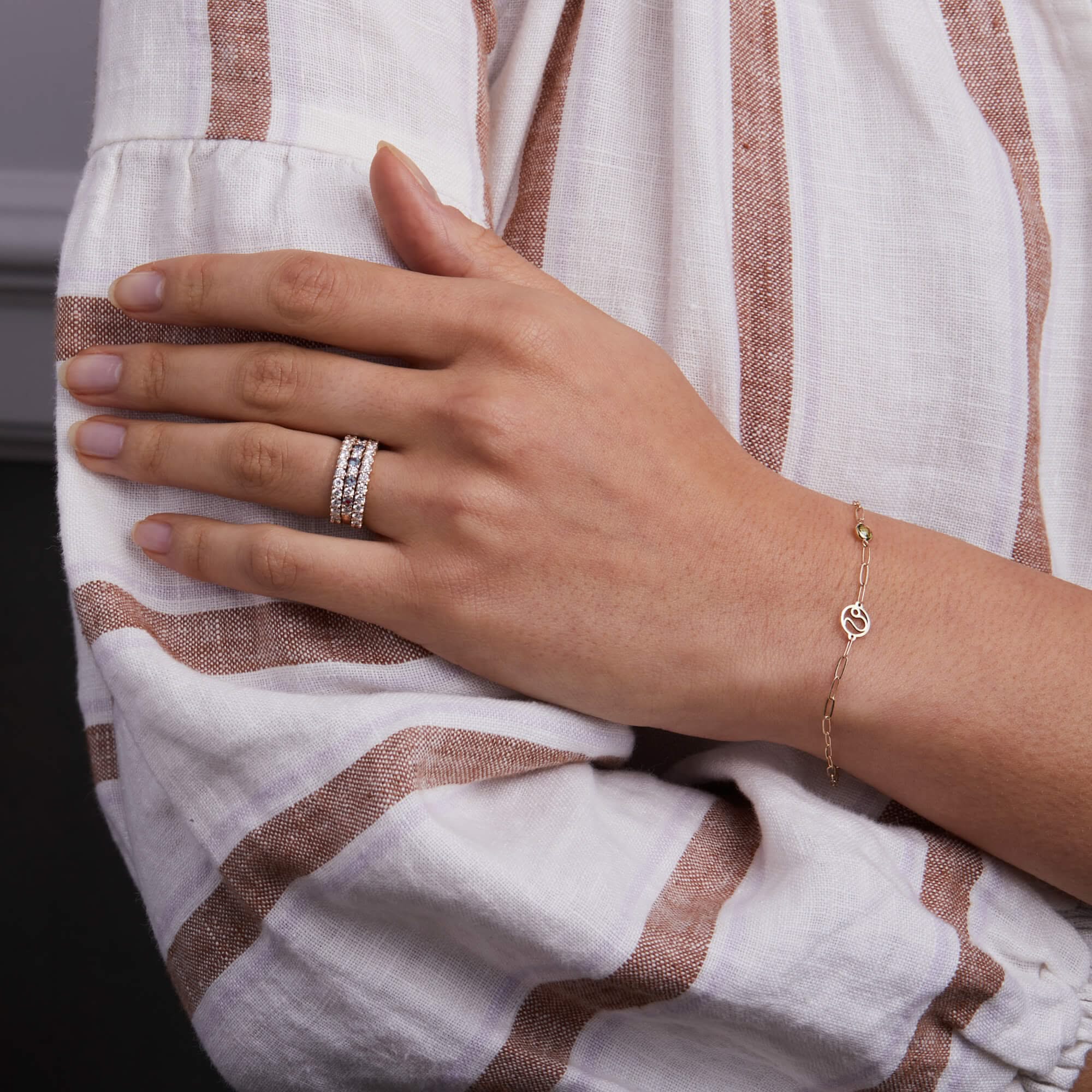 Rosecliff Diamond & Alexandrite Stackable Ring in 14k Gold (June) - Image 8