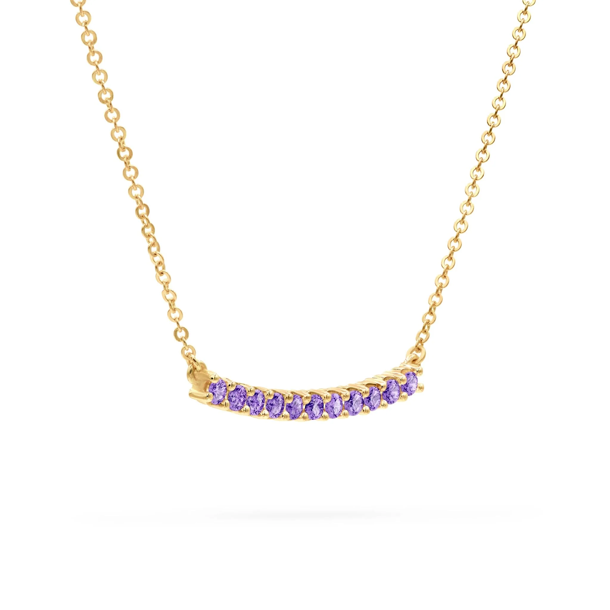 Rosecliff Amethyst Bar Necklace in 14k Gold (February) - Image 4