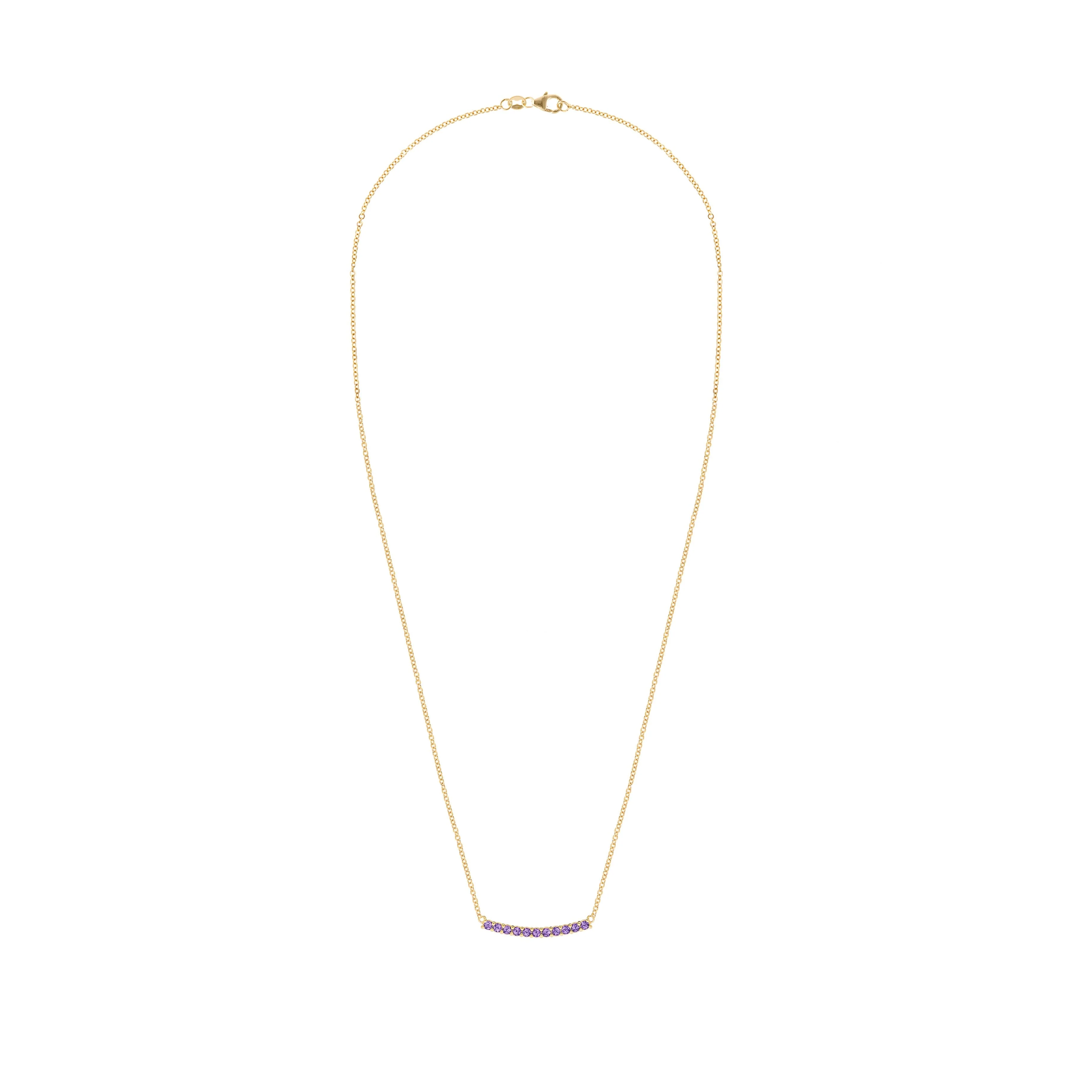 Rosecliff Amethyst Bar Necklace in 14k Gold (February) - Image 5