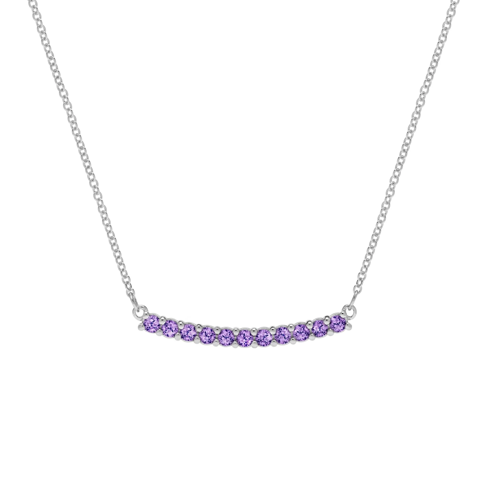 Rosecliff Amethyst Bar Necklace in 14k Gold (February) - Image 8