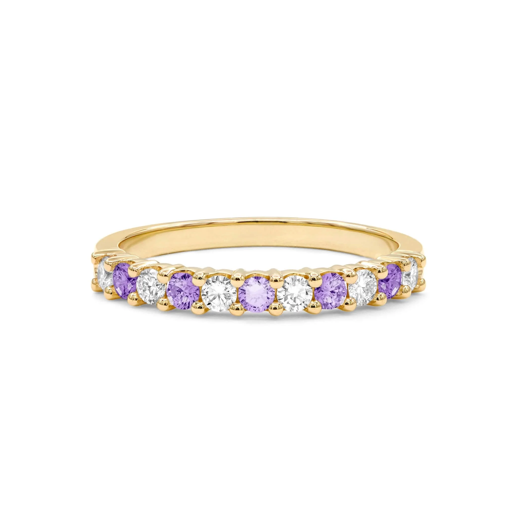 Rosecliff Diamond & Amethyst Stackable Ring in 14k Gold (February) - Image 5