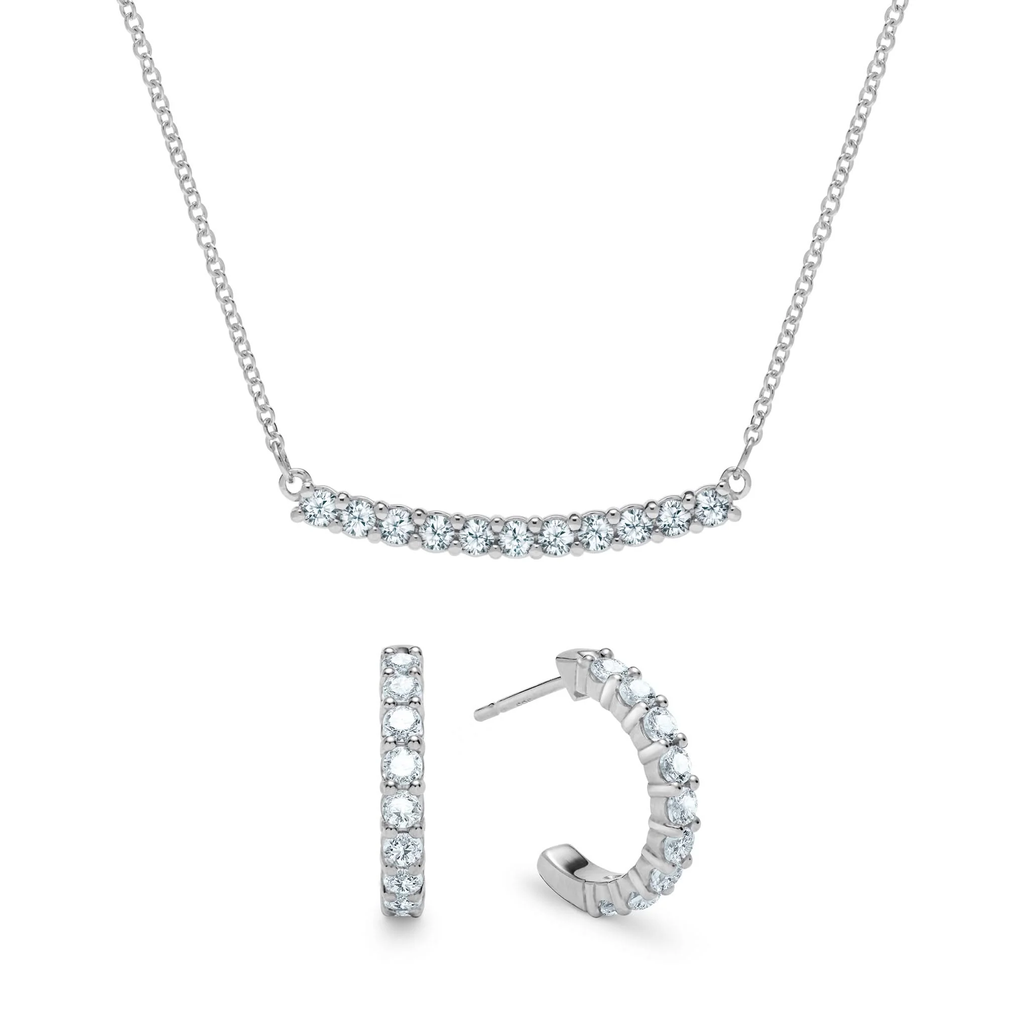 Rosecliff Aquamarine Bar Necklace and Huggie Hoop Earrings Set in 14k Gold (March) - Image 8
