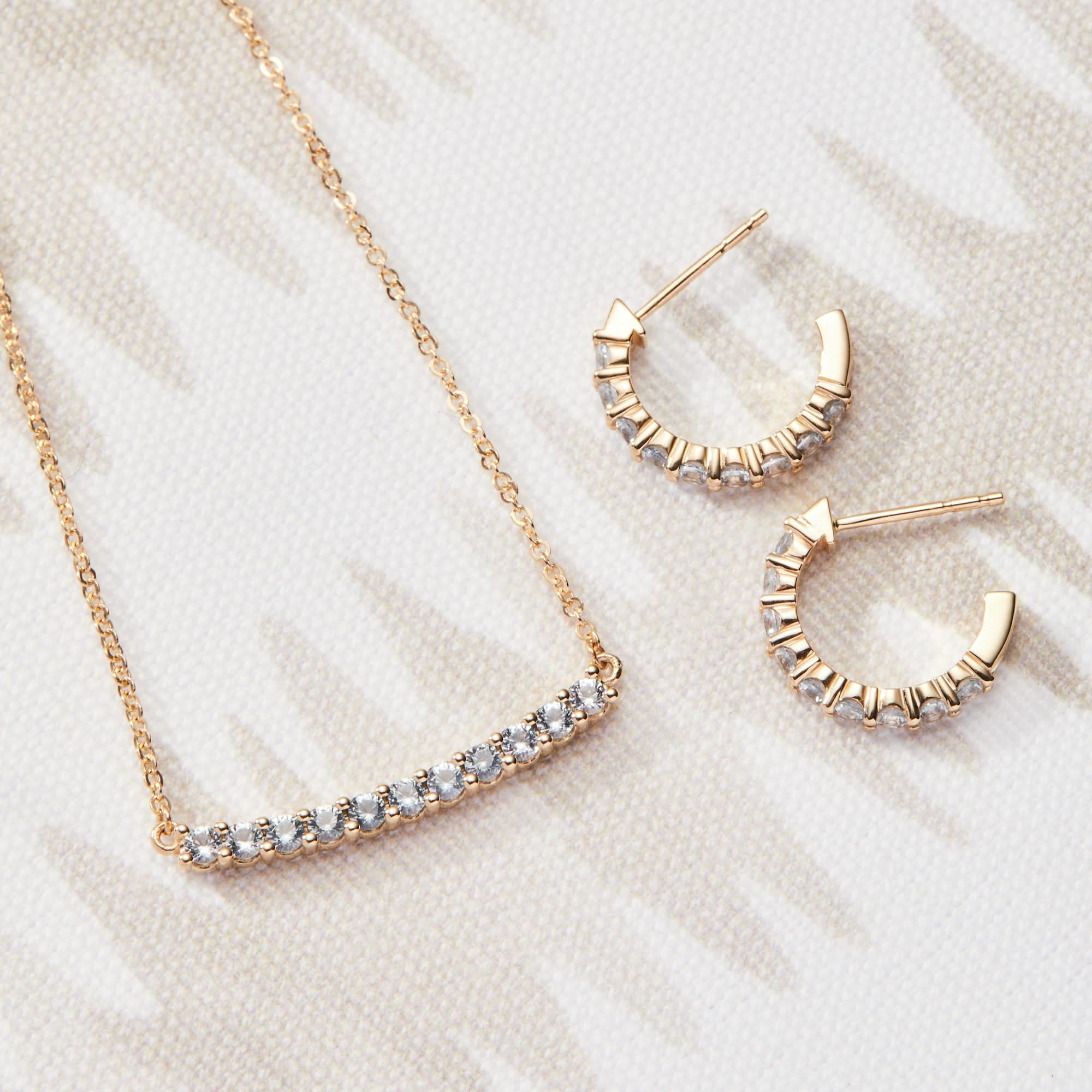 Rosecliff Aquamarine Bar Necklace and Huggie Hoop Earrings Set in 14k Gold (March) - Image 9