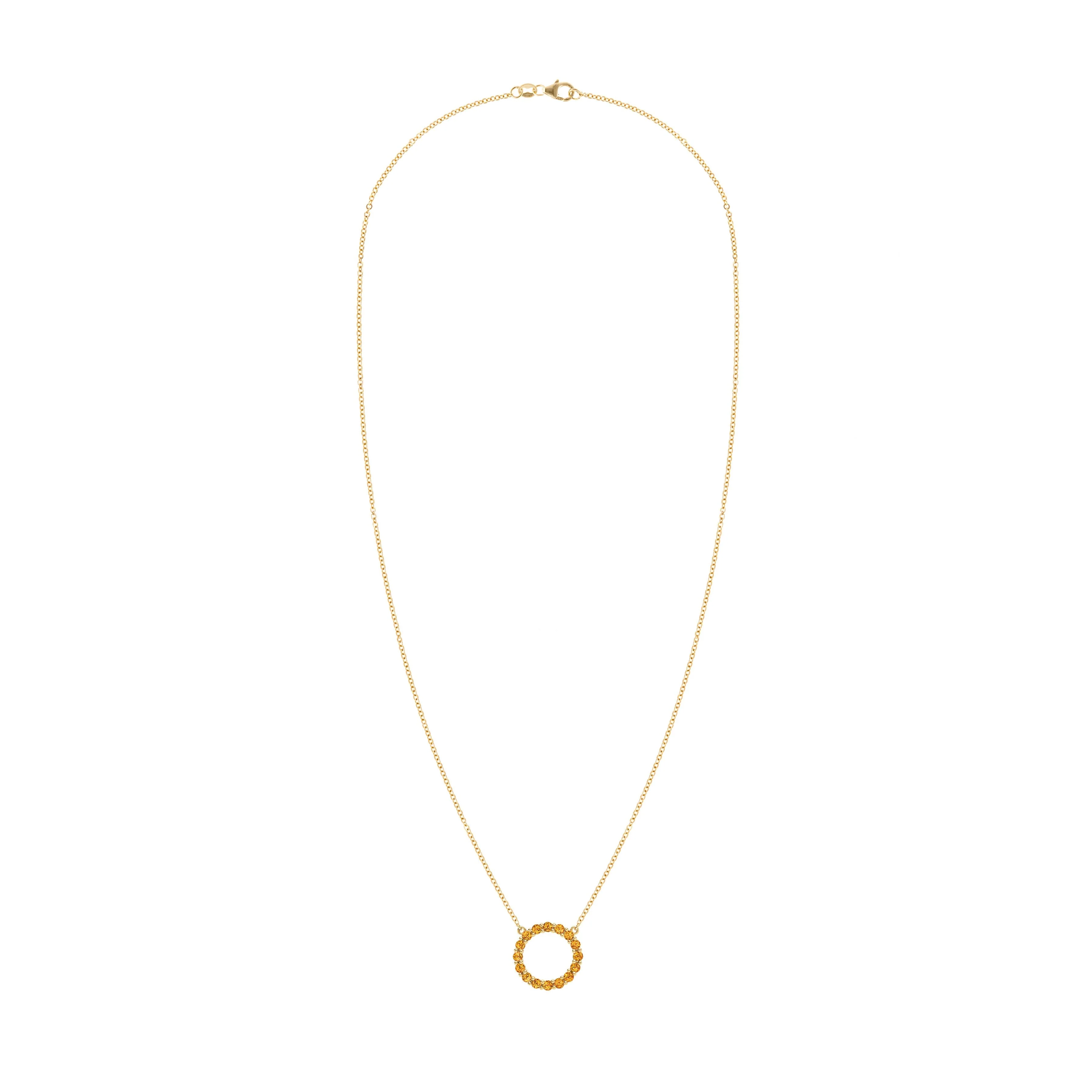 Rosecliff Circle Citrine Necklace in 14k Gold (November) - Image 5