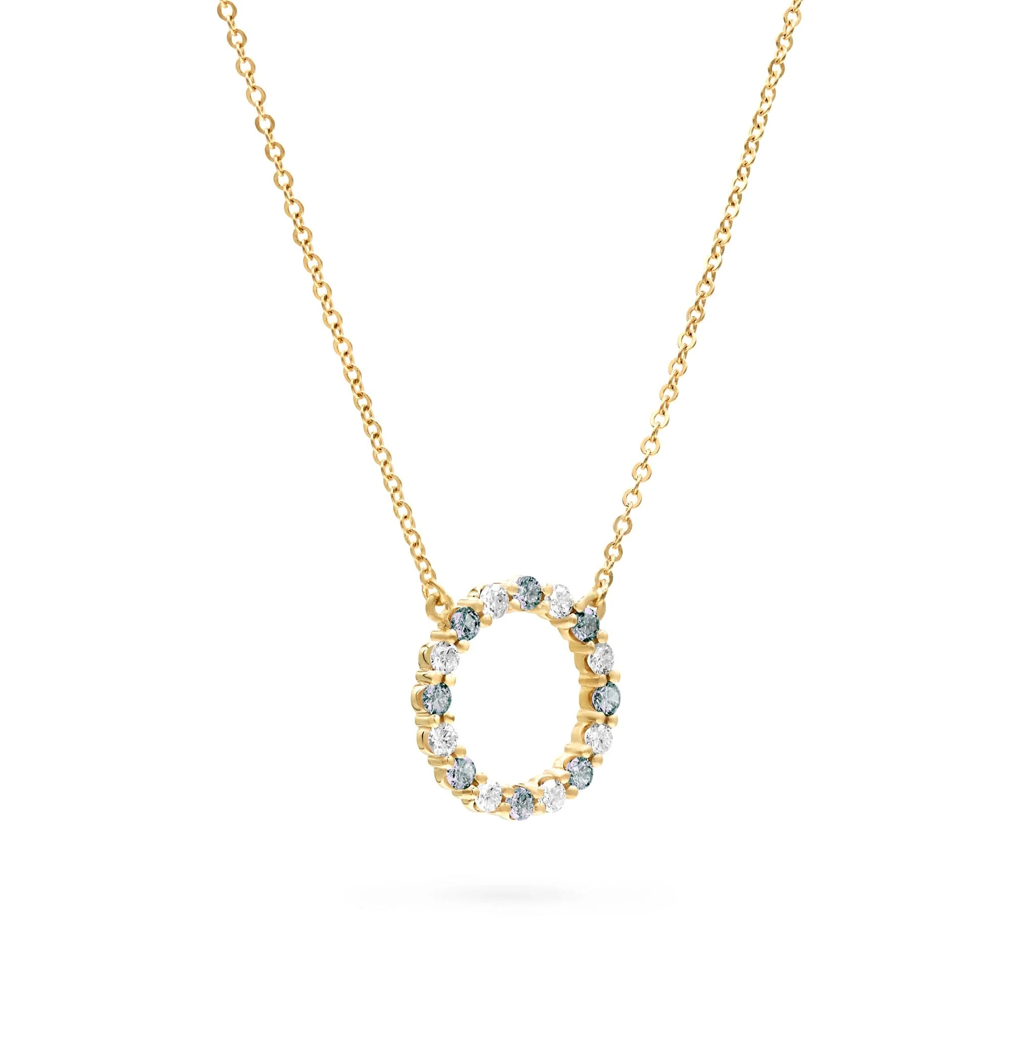 Rosecliff Circle Diamond & Alexandrite Necklace in 14k Gold (June) - Image 4