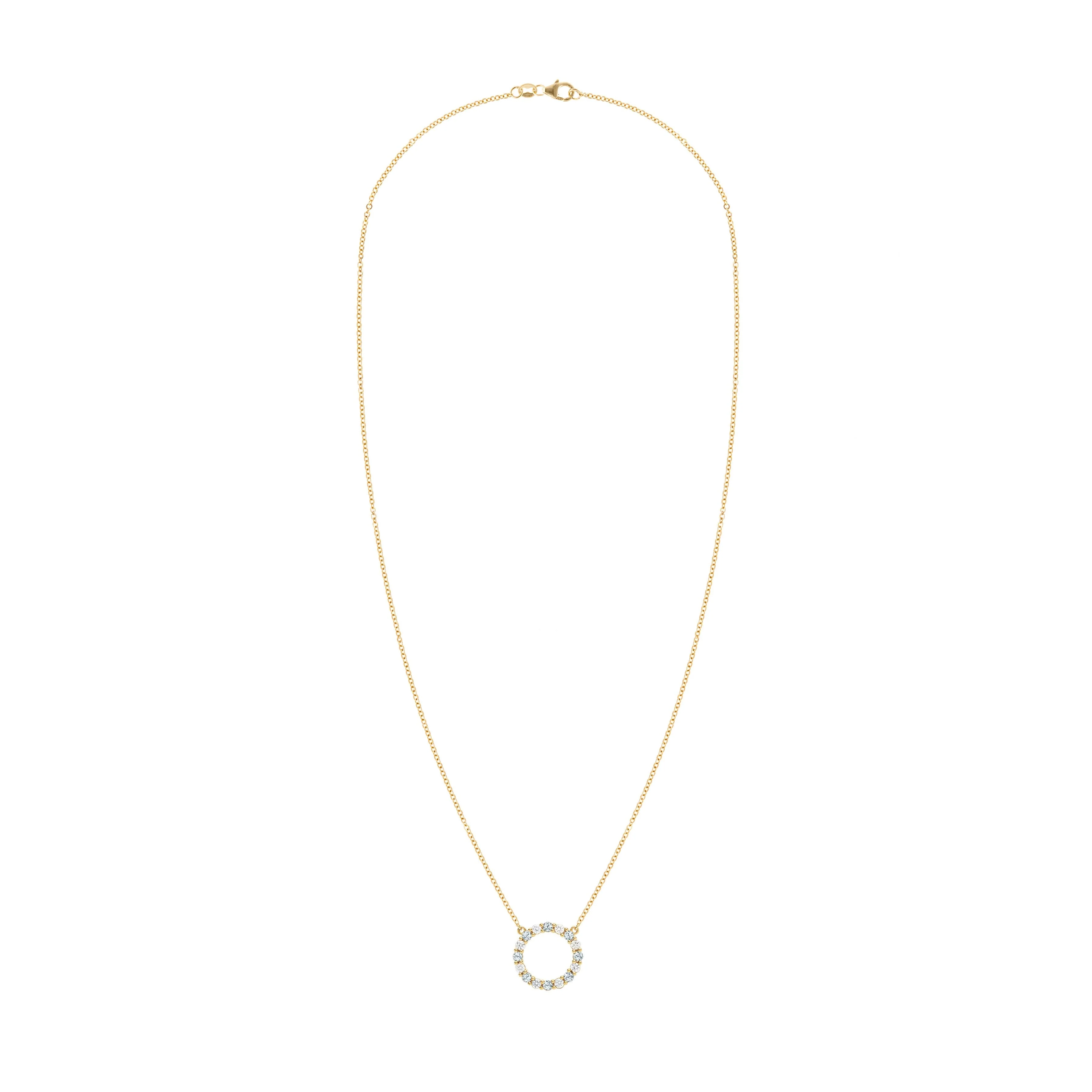 Rosecliff Circle Diamond & Aquamarine Necklace in 14k Gold (March) - Image 5