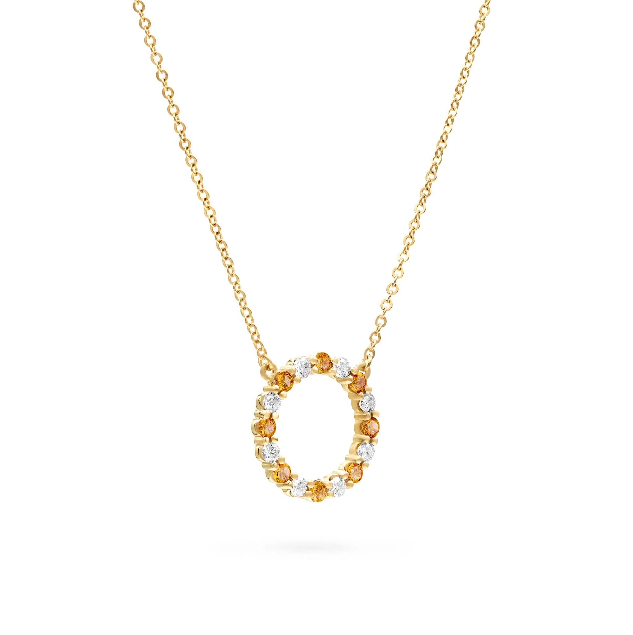 Rosecliff Circle Diamond & Citrine Necklace in 14k Gold (November) - Image 5